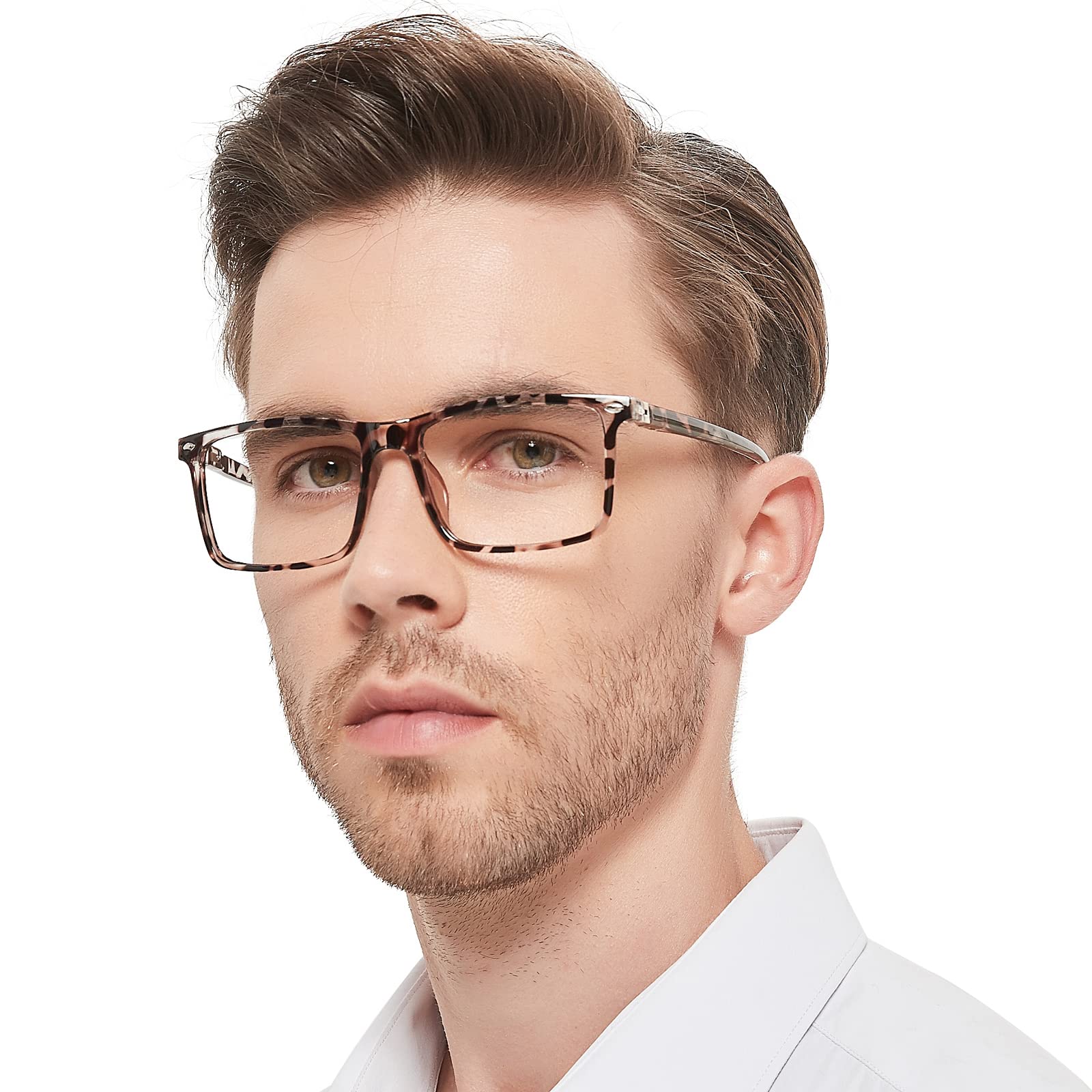 MARE AZZURO Large Square Reading Glasses 1.5 Men Lightweight Flexible Readers 100 125 150 175 200 225 250 275 300 350 (Tortoise, 1.50)