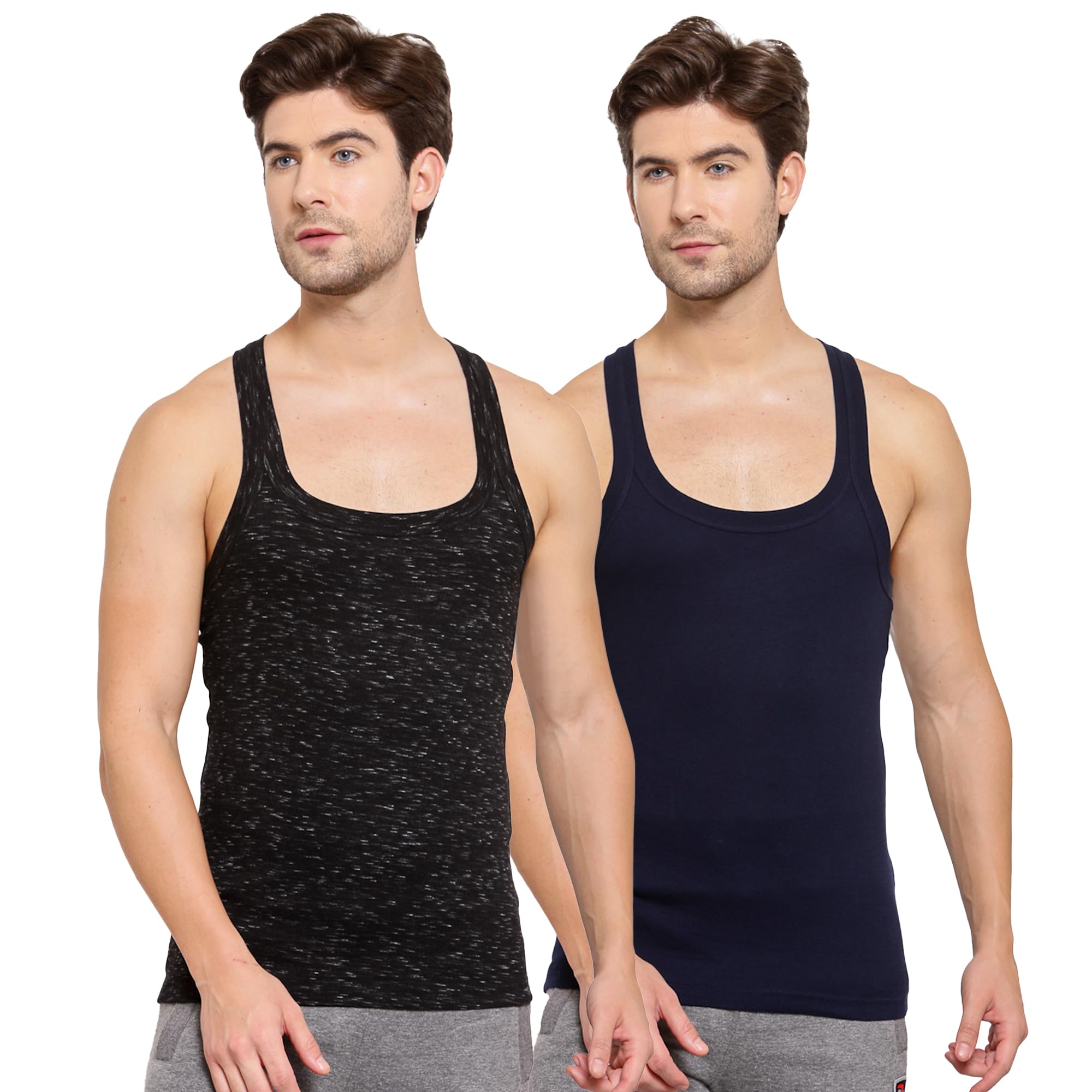 sporto Macho Men's Pure Cotton Solid Multicolour Gym Vest Baniyan Innerwear | Pack of 2(Colour May Vary)-picture-17