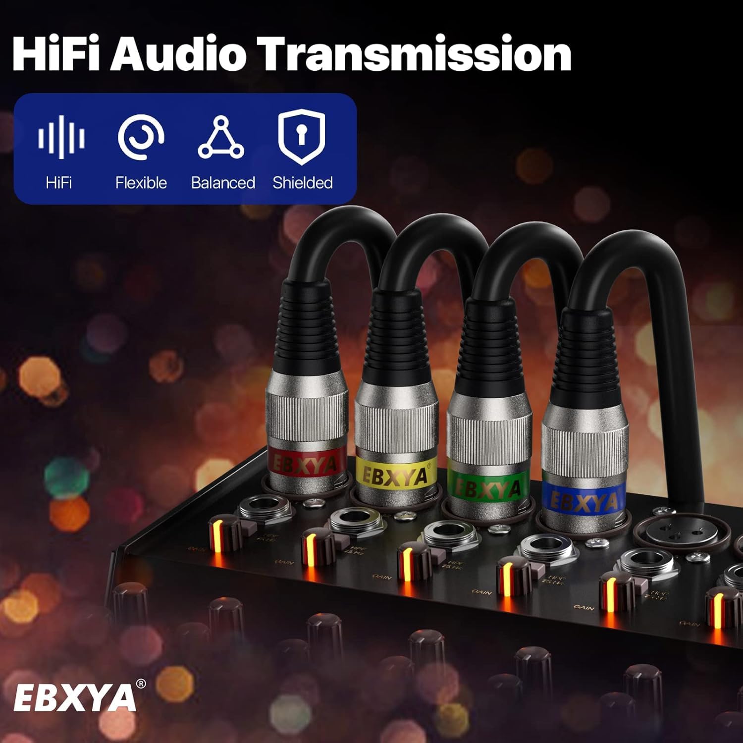EBXYA XLR - Cable para micrófono (15 m, 2 unidades), color rojo y azul | Simétrico, apantallado, macho a hembra, robusto, bajo ruido, contactos dorados, flexibles