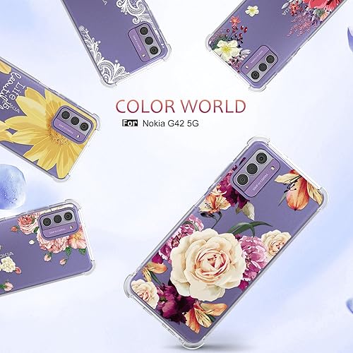 Miniatura 6 de Osophter Funda para Nokia G310 5G Mujeres Niñas Flor Floral con Protector de Pantalla Flexible TPU Caucho Teléfono Cubierta para Nokia G42 (Flor