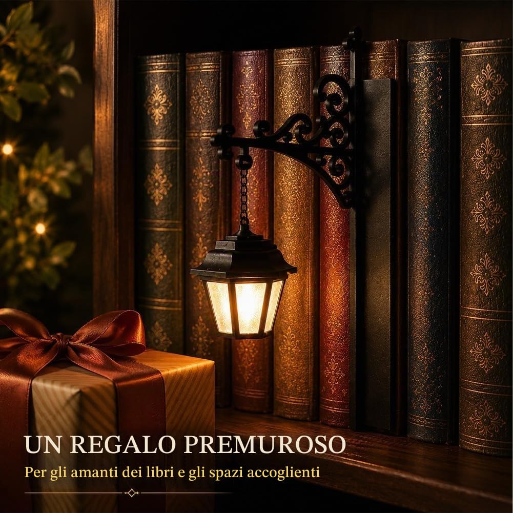 Pealeaf Library Lantern illuminazione decorativa libreria, mini lampada LED per scaffale libri, angolo lettura, scrivania, biblioteca e amanti dei libri (3PC)