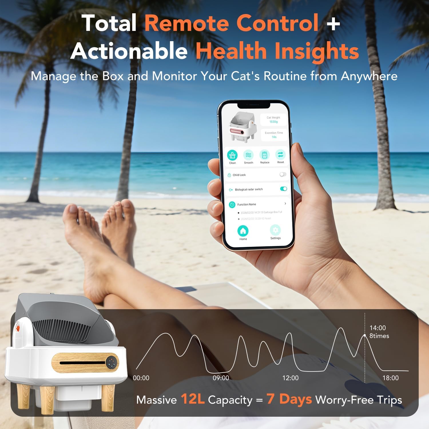 RPZ Automatic Cat Litter Box Self Cleaning, Robot Litter Box for Multiple Large Cats, Open Top Auto App Control Ultra-Quiet, Durable, Keep Home Freshness, Wood Grain