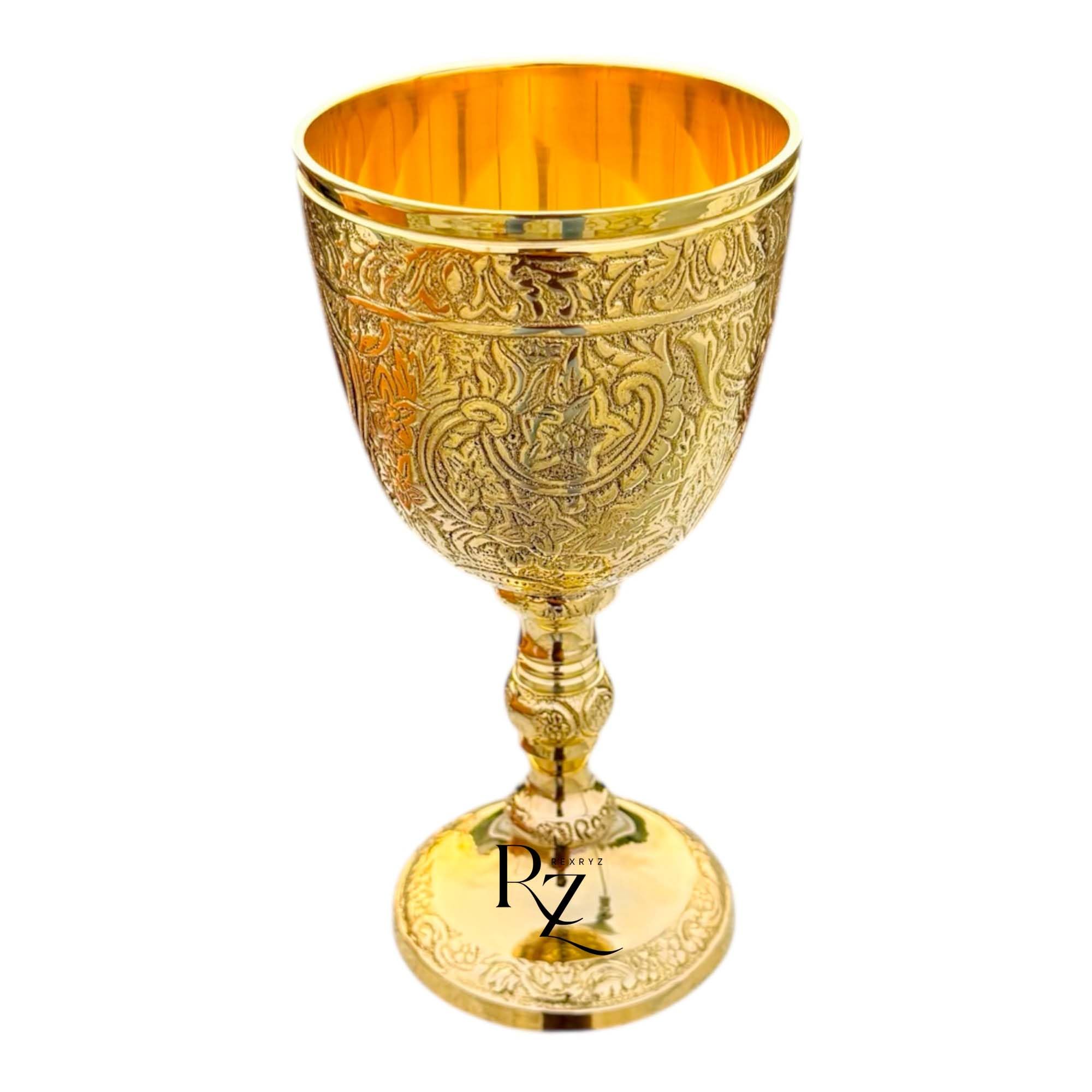 Copa de cáliz de latón medieval, copa de vino dorada vintage, copa romana de estilo renacentista del rey Arturo, copa de vino para beber – Regalo medieval renacentista. 1 pieza