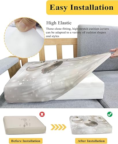 Miniatura 5 de Fundas de cojín elásticas para sofá de Navidad, seccional, individual, en forma de T, con parte inferior elástica, diseño gradual de copos de nieve