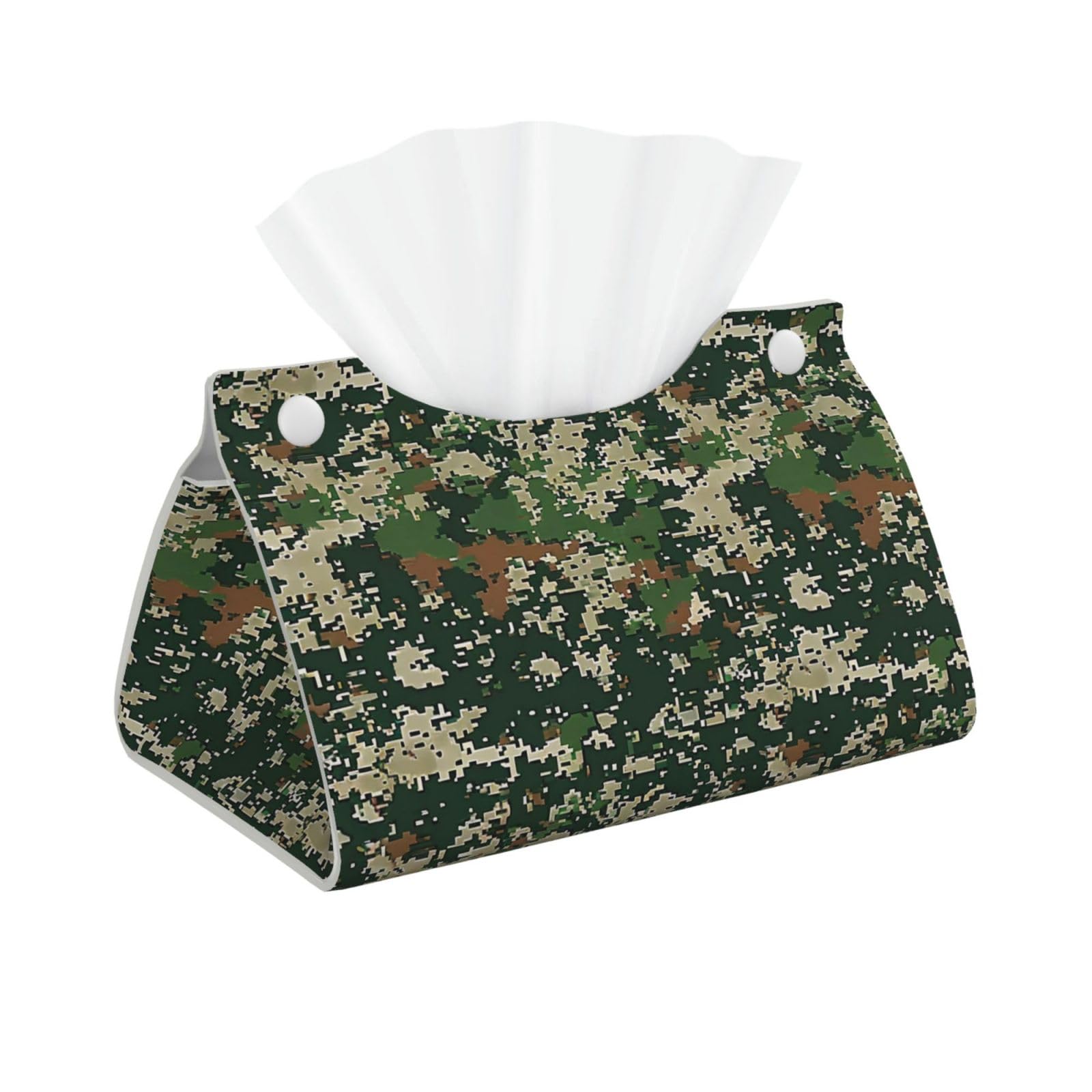 Green Army Digital Camouflage Print Tissue Box Cover Foldable Tissue Storage Box Leather Tissue Cube Box Holder for Living Room Bedroom Office Car Home Decor