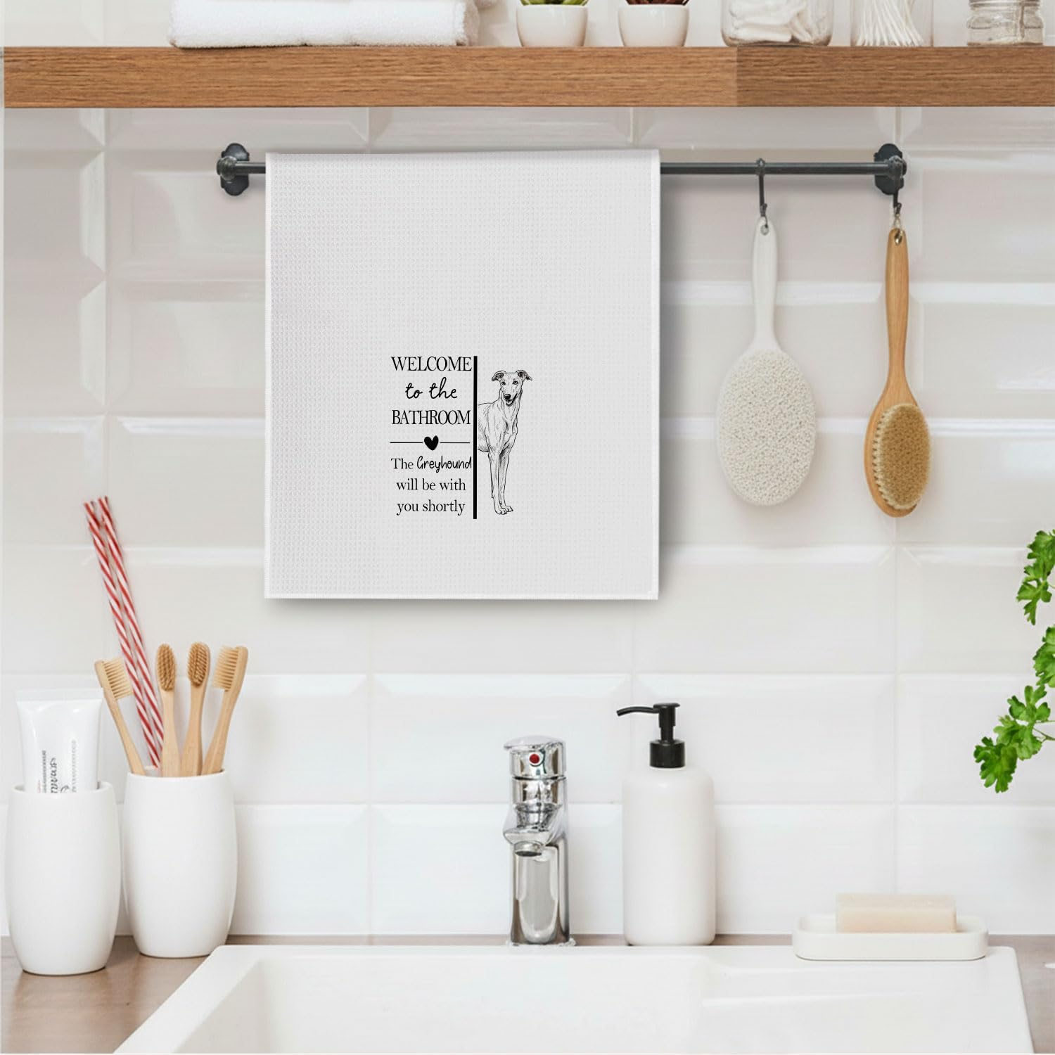 Greyhound Gifts Bathroom Hand Towels, Greyhound Dog Owner Lovers Gifts for Women, Funny Dog Decorative Hand Towel for Bathroom Kitchen Decor, 16x24 Inch - Image 5