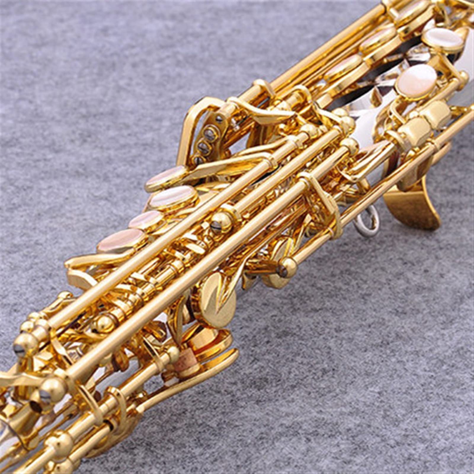 Saxofón Profesional Saxofón Níquel Plateado Oro Llave con Estuche Sax Boquilla Cañas Cuello Saxofón