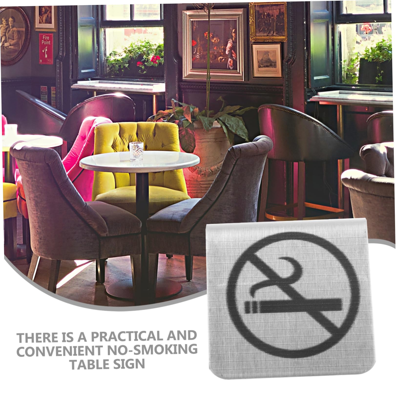 Unomor Stainless Steel No Smoking Sign No Smoking Desk Sign and Easy to Clean