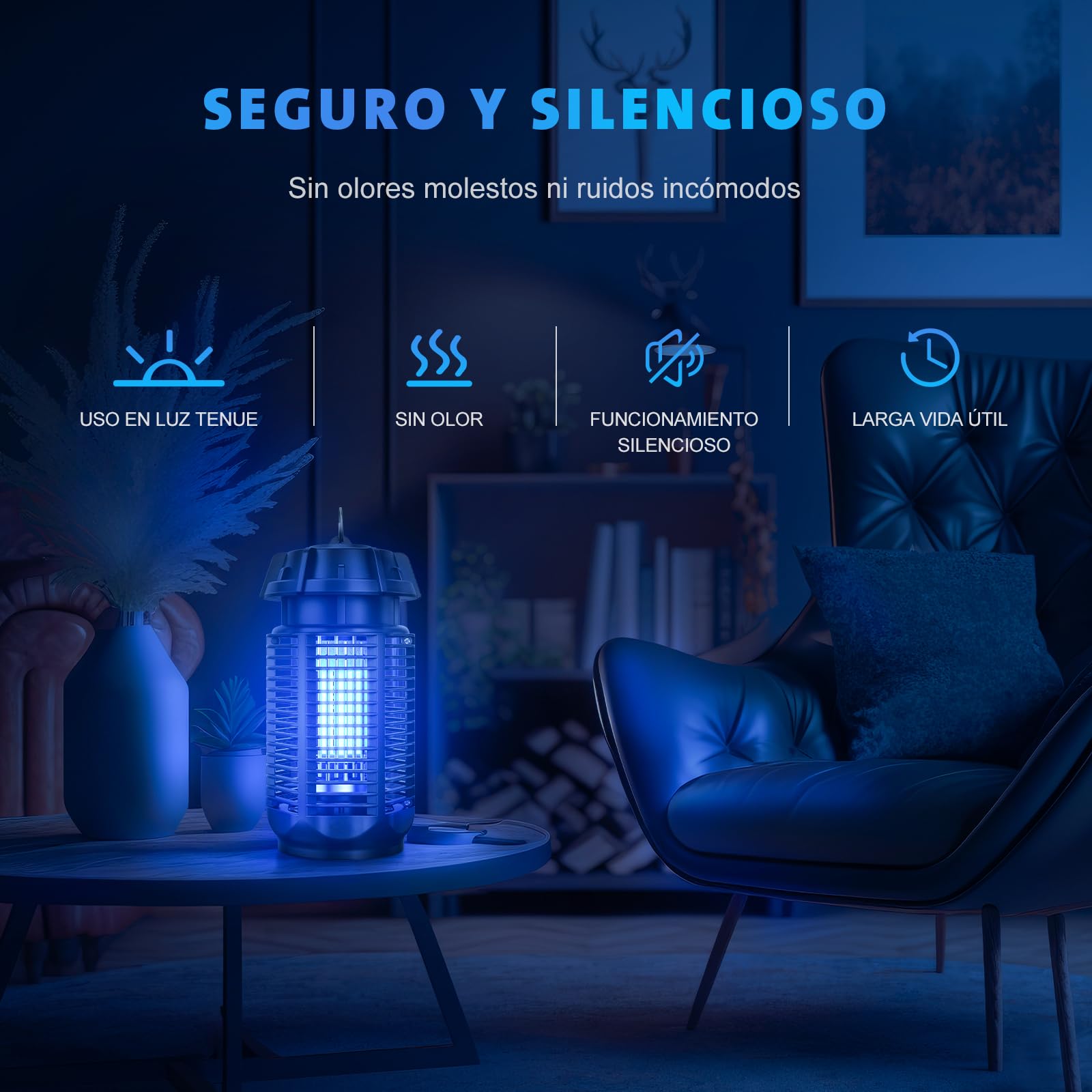 Lampara Antimosquitos, 20W UV Mata Mosquitos Electrico, Lampara Antimosquitos Exterior Interior, IPX4 Impermeable, Adecuado para Jardines, Salas de Estar, Camping Etc., Cable de 1,5 m