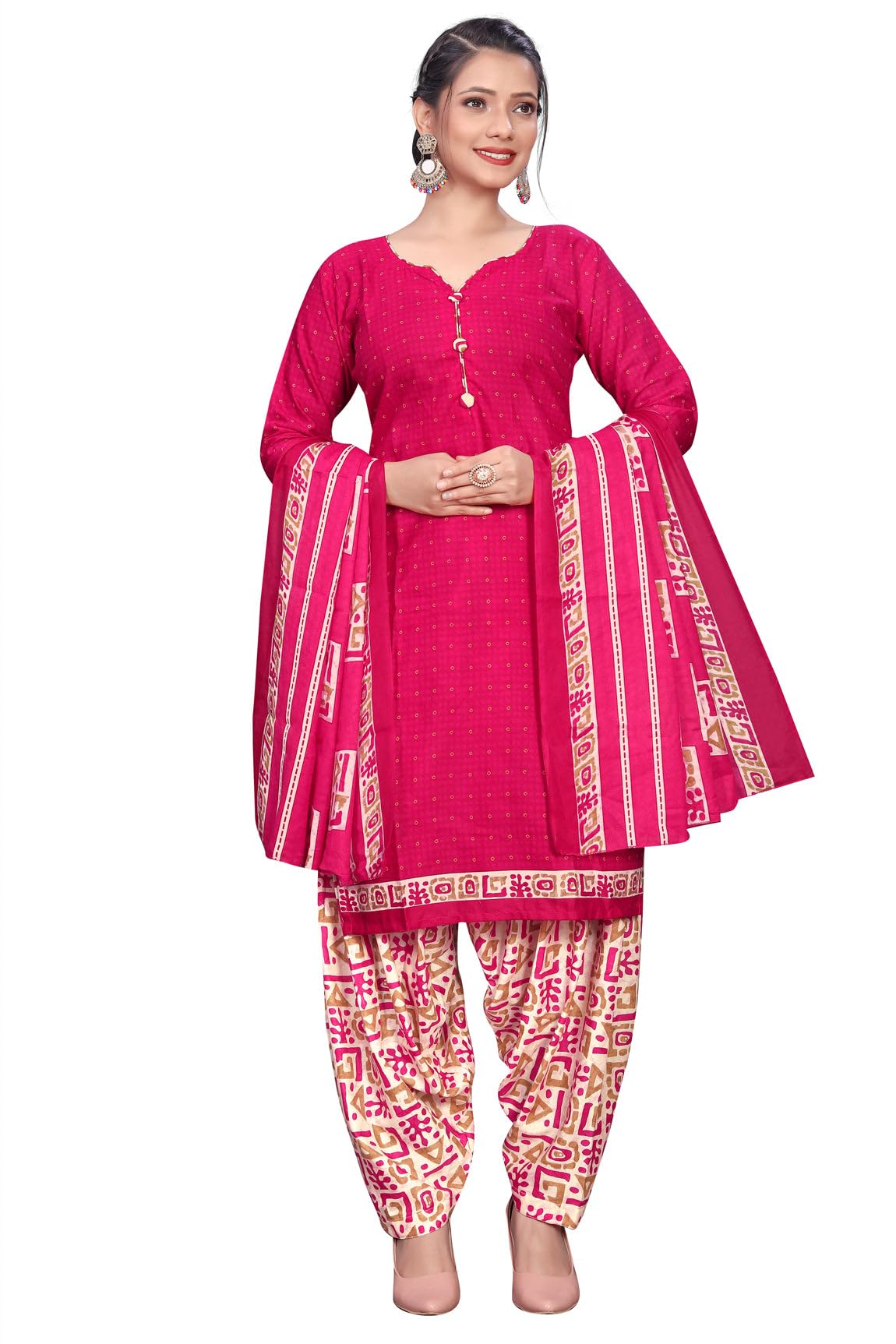 rajnandini Women Pink Cotton Printed Ready To Wear Patiala Salwar Suit (Readymade_Rw4290-P)-picture-12