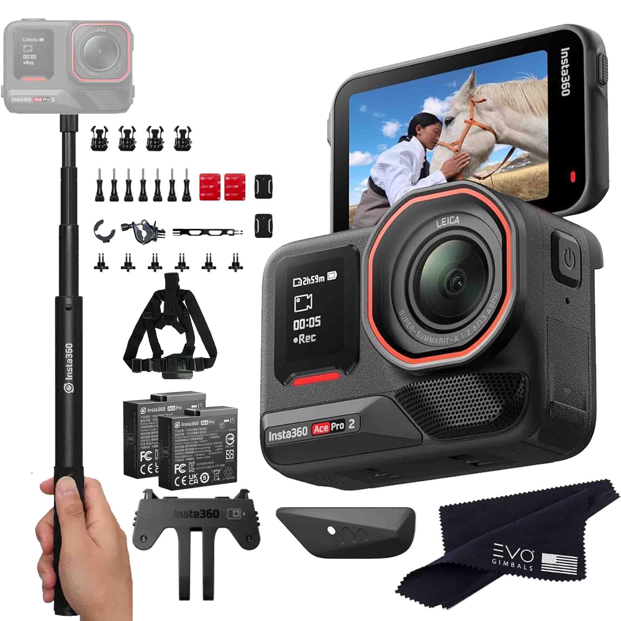 Insta360 Ace Pro 2 Bike Bundle- 8K Waterproof Action Camera Co-Engineered with Leica, Flagship 1/1.3" Sensor, 8K30, 2.5" Flip Screen|Includes Bike Bundle, Invisible Selfie Stick