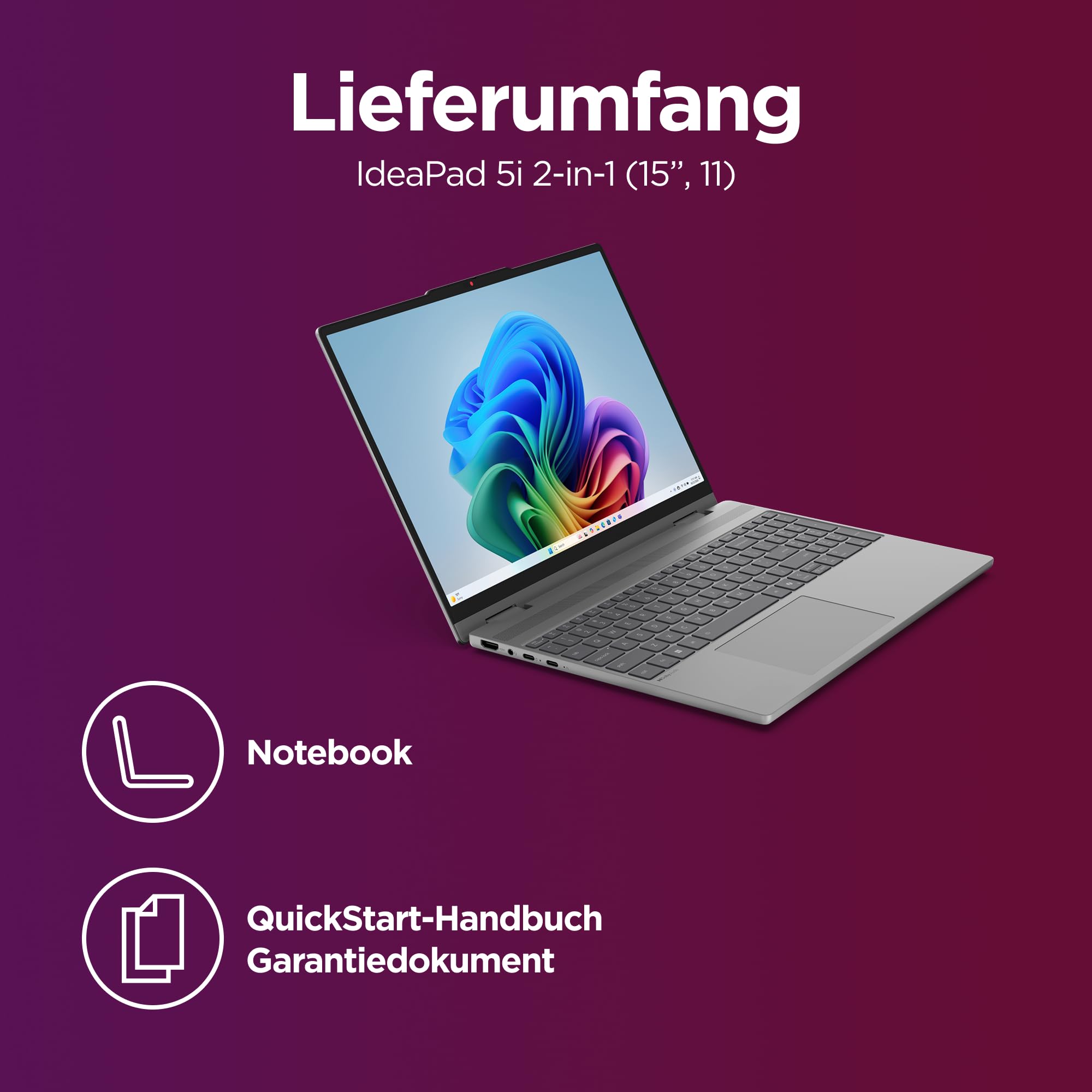 Lenovo IdeaPad 5i 2-in-1 Laptop | Copilot+ PC | 15.3" WUXGA Touch Display | Intel Core Ultra 7 355 | 16GB RAM | 1TBSSD | Integrierte Intel Grafik | Windows 11 | QWERTZ | Grau | 3 Monate Premium Care