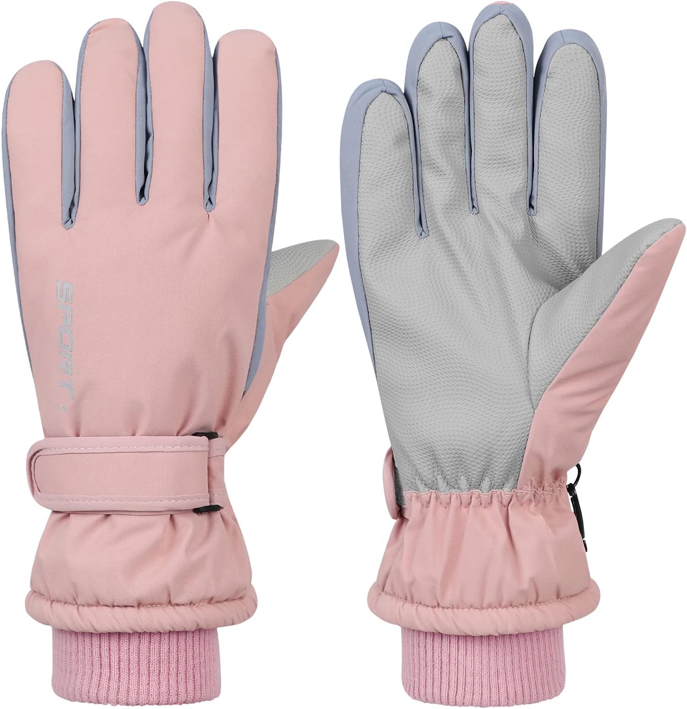 American Trends Women Ski Gloves Soft Snow Gloves Waterproof Touchscreen Pockets Snowboard Winter Gloves for Outdoor Solid Blue One Size : Clothing, Shoes & Jewelry