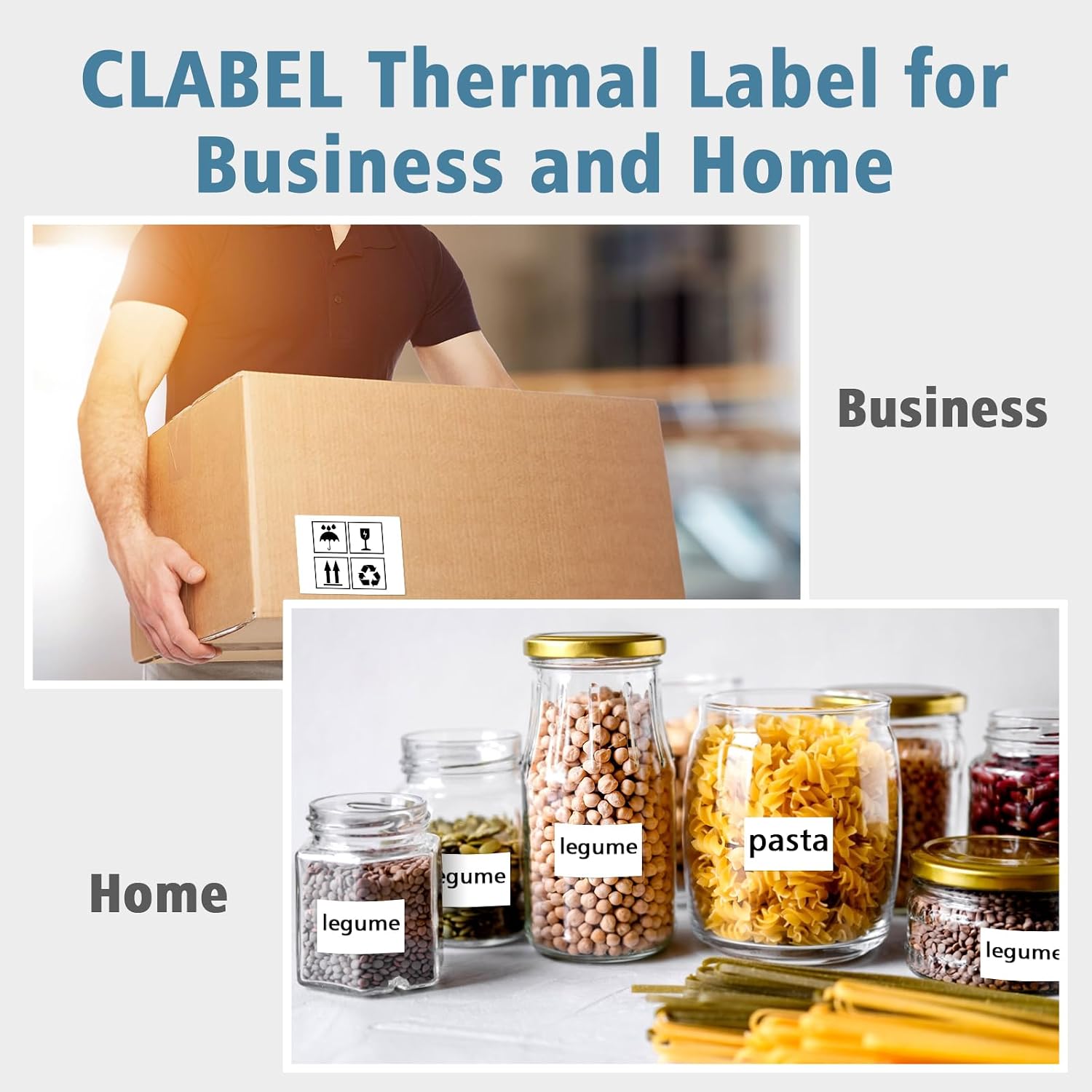 CLABEL 2.36"x1.57" Label Maker Tape 320D Label Print Paper Standard Laminated Office Oil Proof Tearproof Labeling Tape for Address, Logo, Shipping, Barcodes,QR Code (600 Labels/Roll,1 Roll)