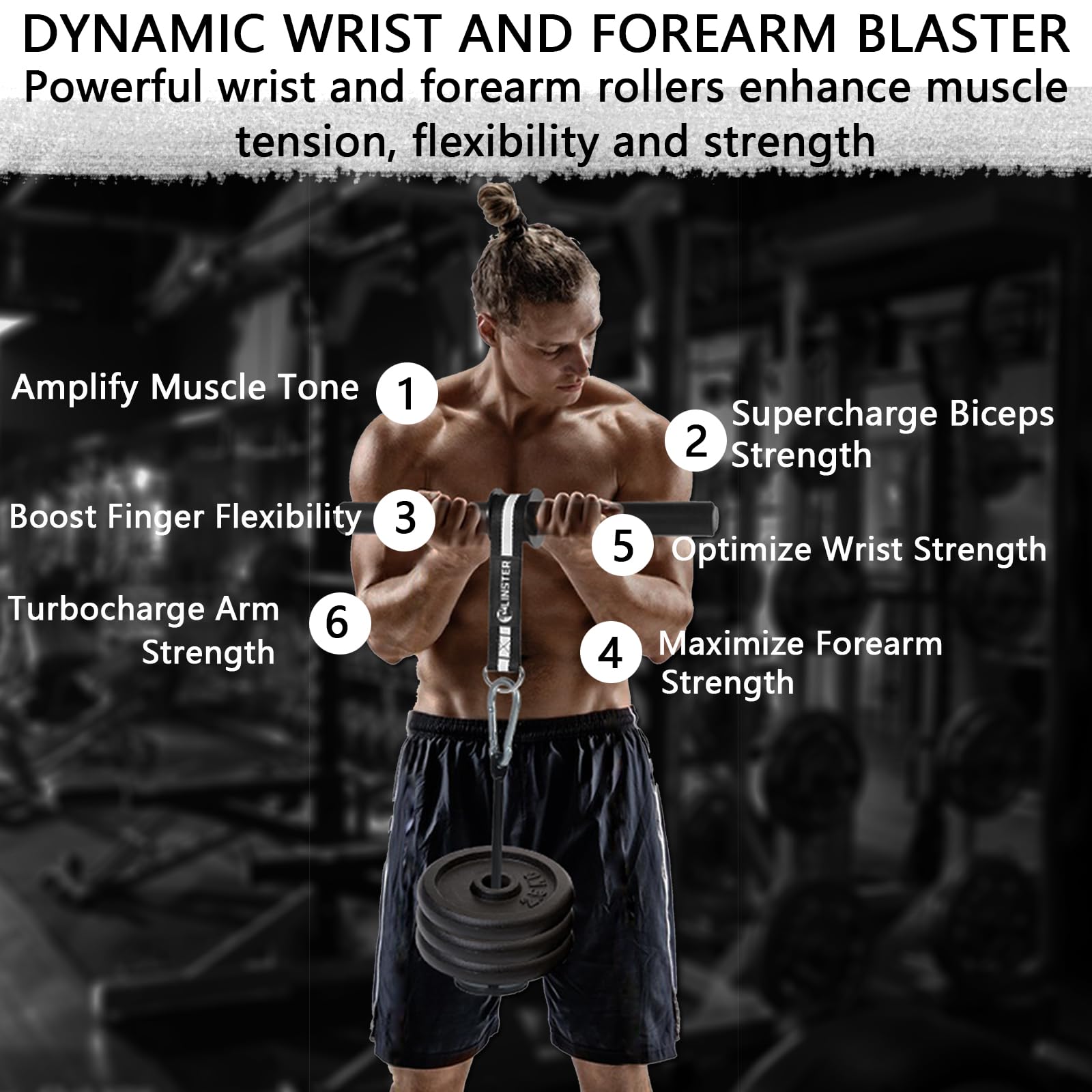 Blaster da polso e avambraccio, rullo da polso e rullo dell'avambraccio per l'allenamento con cinghia di nylon ultra forte, attrezzatura per il fitness per allenamento per la forza del braccio Attrezz
