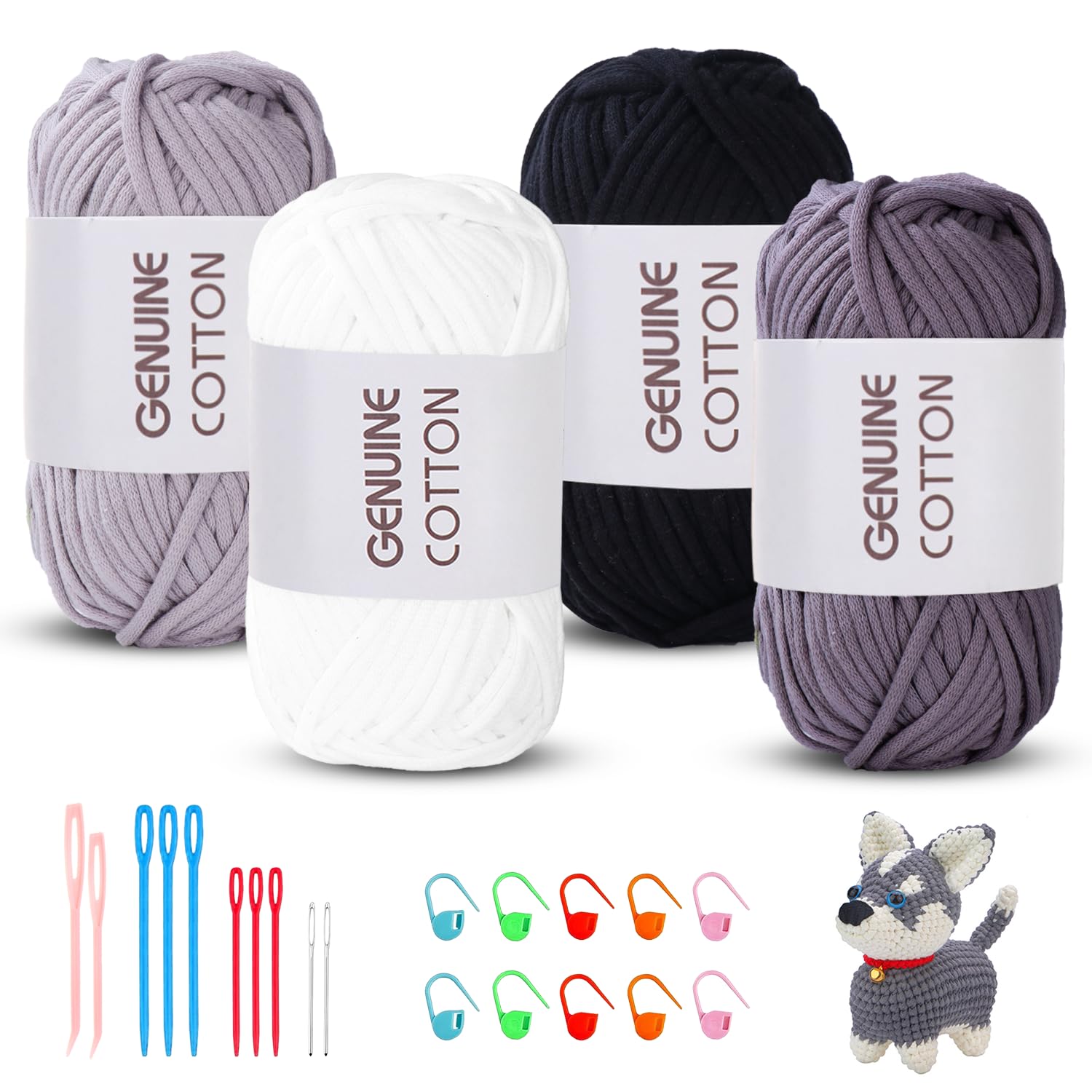 Maxee 5X50g Dickes Garn Baumwolle zum Häkeln, Chunky Häkelgarn für Anfänger, Kein Geteiltes Häkeln Amigurumi Wolle, Klobiges Baumwollgarn Einfaches Strickgarn zum Häkeln Stricke