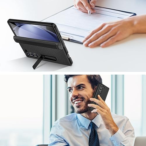 Miniatura 8 de Ruky Funda para Galaxy Z Fold 5, con soporte magnético y protección de bisagra, fundas de cuerpo completo con protector de pantalla integrado, funda