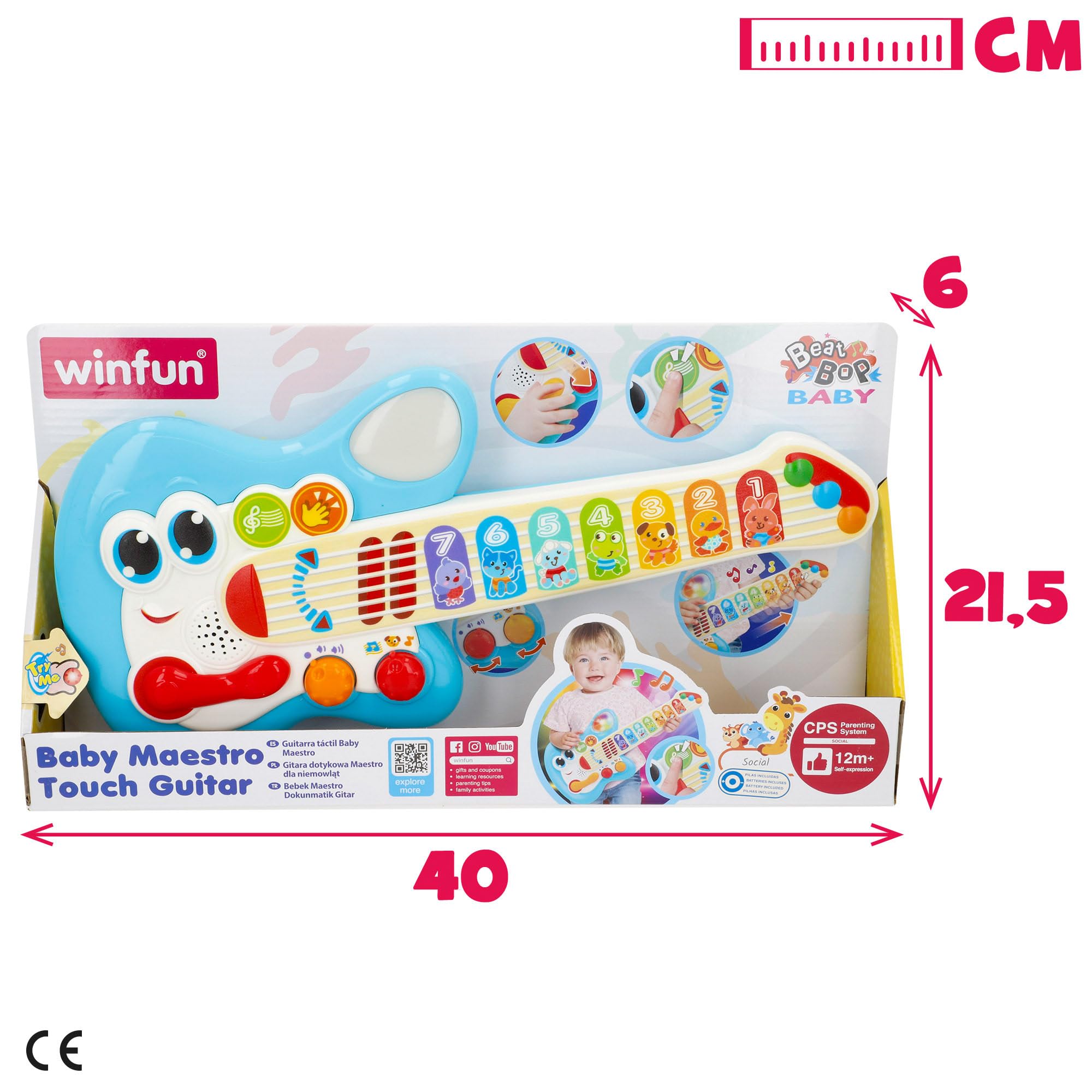 Winfun Chitarra per bambini, Chitarre elettriche per bambini, Giocattoli con musica, Luce e suono, Giocattolo musicale, Regali bambino 1 anno, 47259