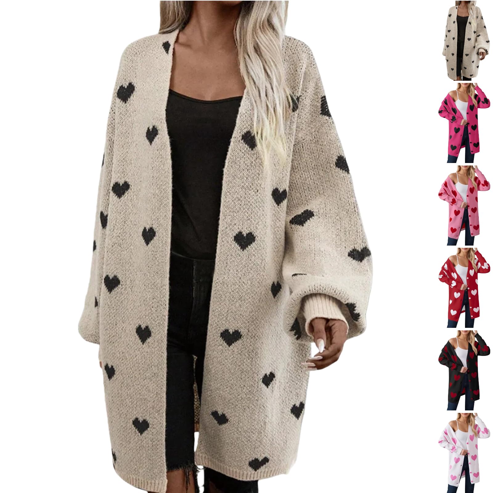 Heart Cardigan for Women Valentine Sweater Apparel Plus Size Outfits Valentines Day Clothes with Hearts Print Tops