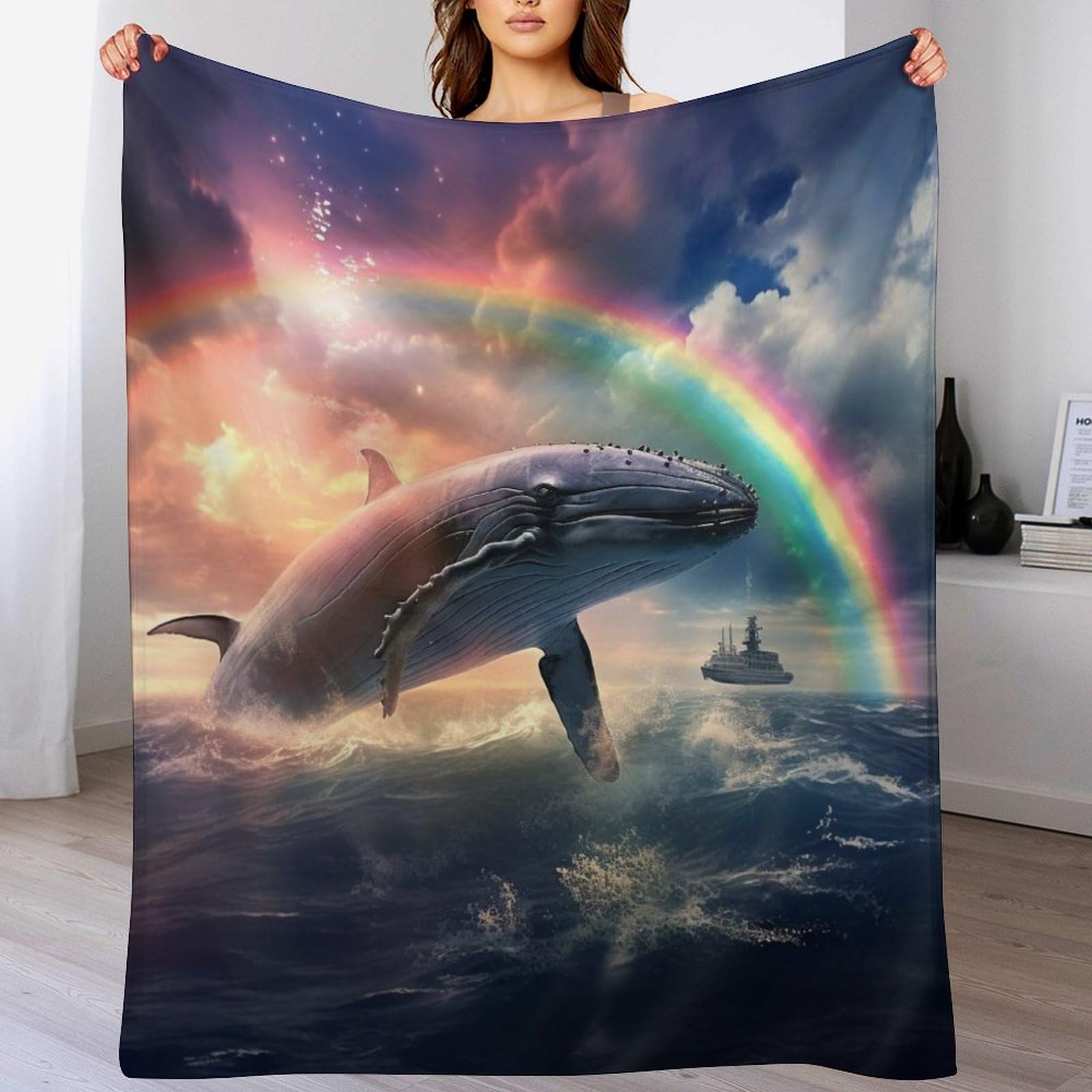Whales Blanket Warm Adult Super Soft Blanket Anti-pilling Machine Washable Throw Blanket For Adults & Kids 3D Print （140×180cm）