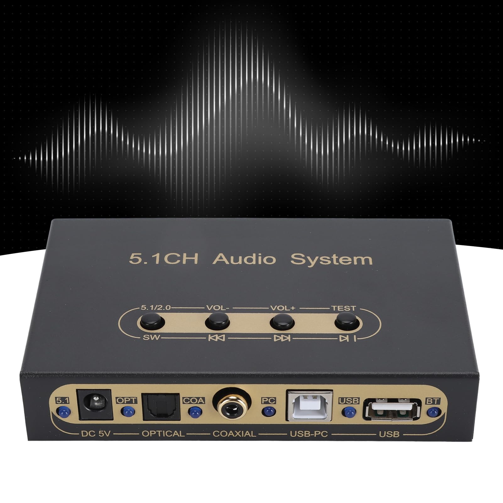 5.1 Kanal Sound Decoder, Digitaler Sound Decoder Konverter, Unterstützt ARC Glasfaser Koaxial BT Digital Sound System Dekodierung für DTS für AC3, LPCM, für DVD Player (EU)