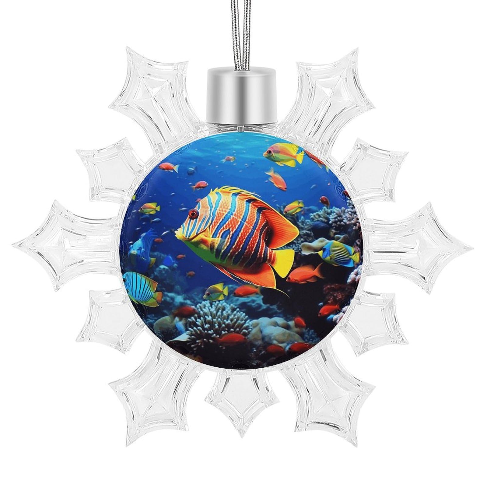 Sea Fishes Snowflake Ornaments Cute Snowflake Pendant Exquisite Christmas Tree Ornaments for Christmas Weddings New Year Birthday Holiday Celebration