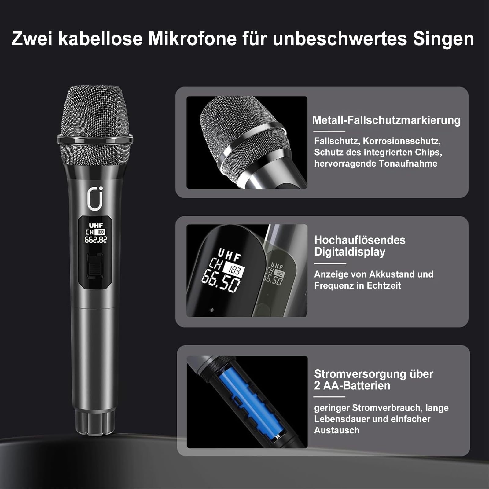HWWR Karaoke Maschine mit 2 drahtlosen Mikrofones, Tragbaren Karaoke Anlage Lautsprecher mit RGB-Licht für Hausparty, PA-System für ErwachsenePartybox Unterstützt,TWS