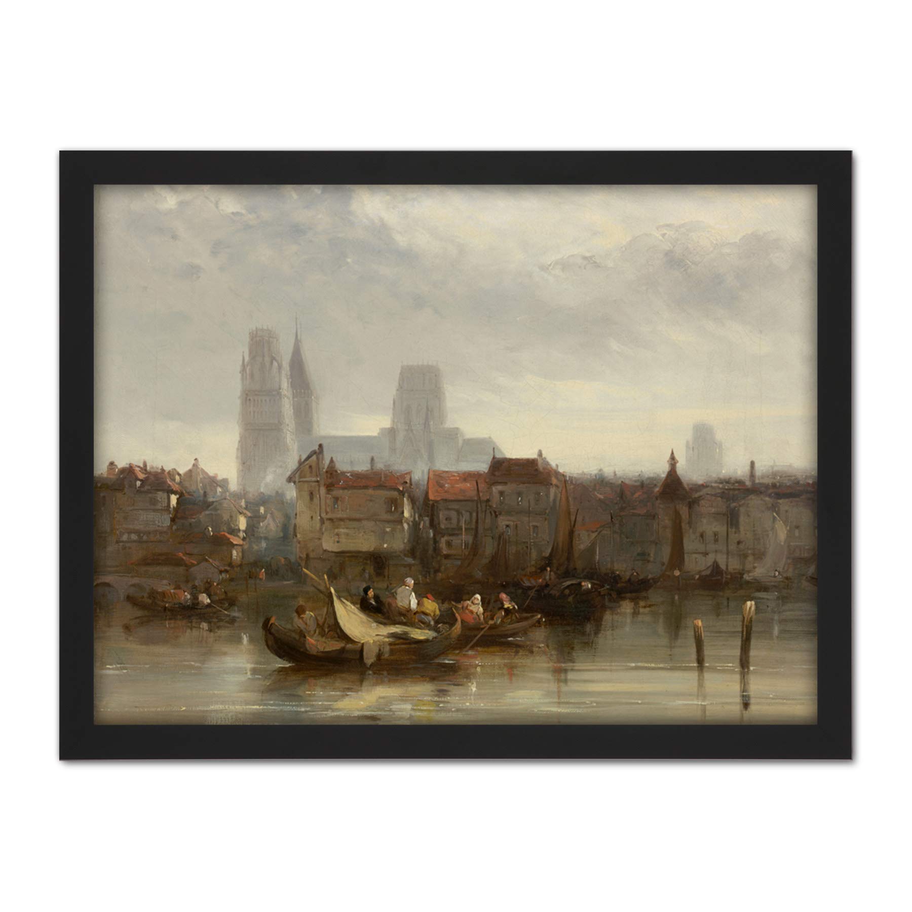 Artery8 British 19Th Century Rouen 19Th Century Painting Artwork Framed Wall Art Print 18X24 Inch