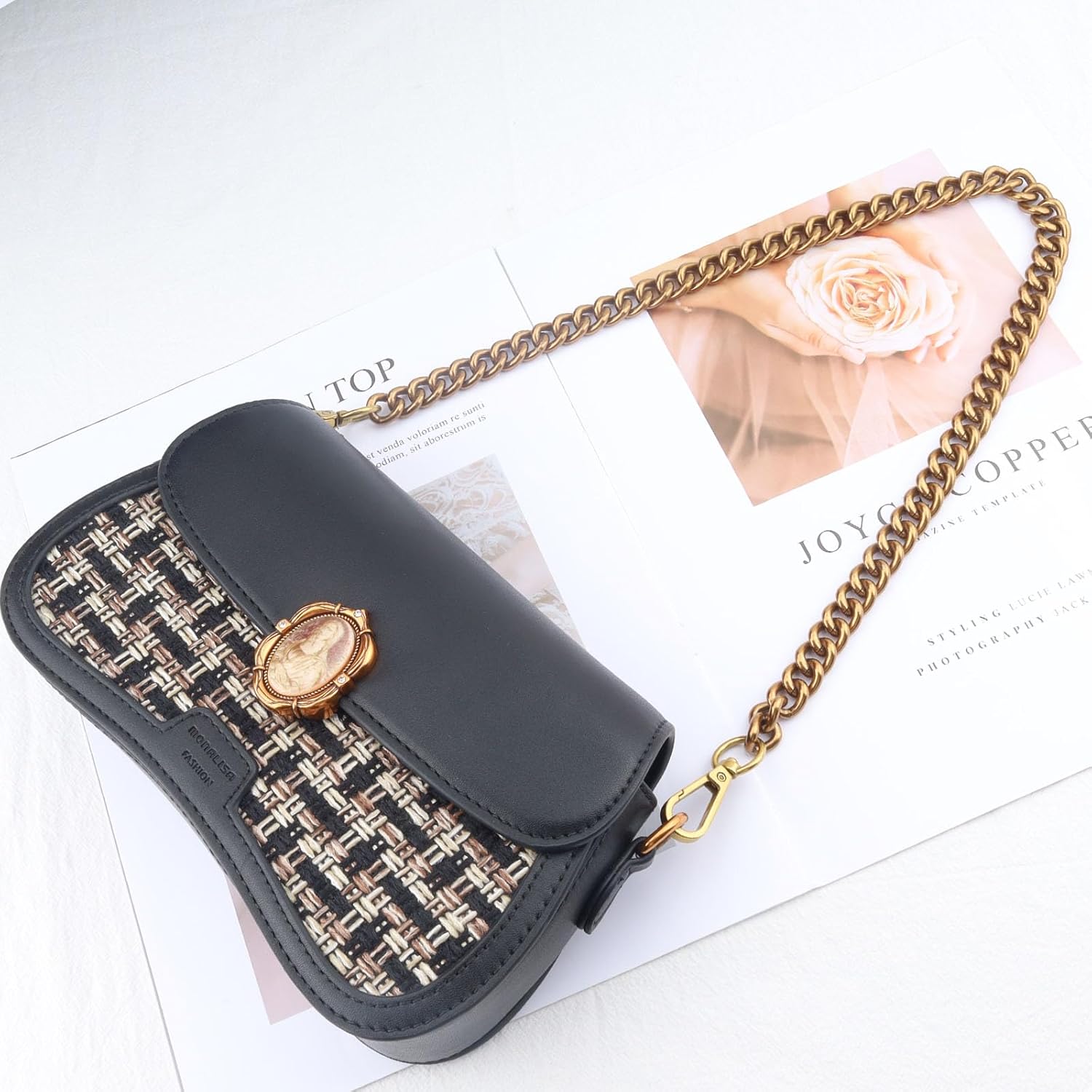 Errienpin DIY Chunky Purse Chain Handles- Short Strap Replacement for Handbag/Shoulder Bags, 23 Inches Long(Brass) - Image 5