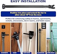 Vista 4 de BRINKS Barra de seguridad para puerta – Barra de seguridad de puerta ajustable para viajes, escuela, dormitorio y hogar – Jammer puerta para puertas