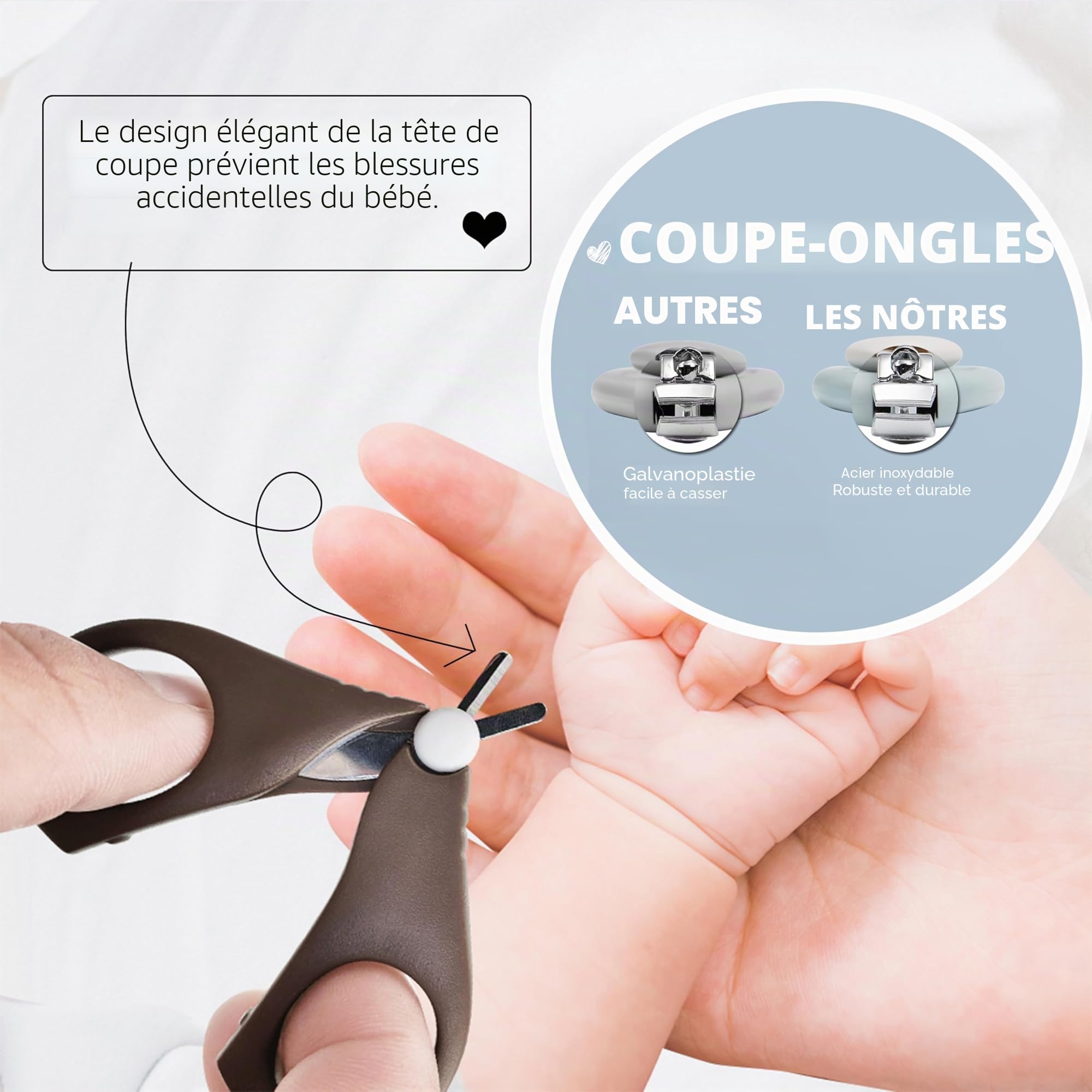 Set d'ongles pour bébé, set de manucure et set de pédicure pour bébé avec étui mignon. Coupe-ongles et set de brosses pour bébé, pour nouveau-nés, nourrissons et jeunes enfants