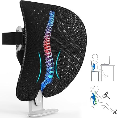 HONGTOP H Soporte lumbar soporte de respaldo de malla transpirable para oficina y automóvil con soporte ajustable para comodidad durante todo el