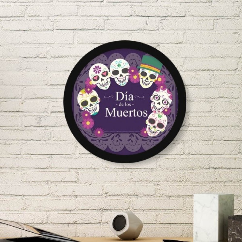 Décorer un Mur Vide : Cadre Rond Crâne Fleur Mexique Noir M Style Jour de la Mort
