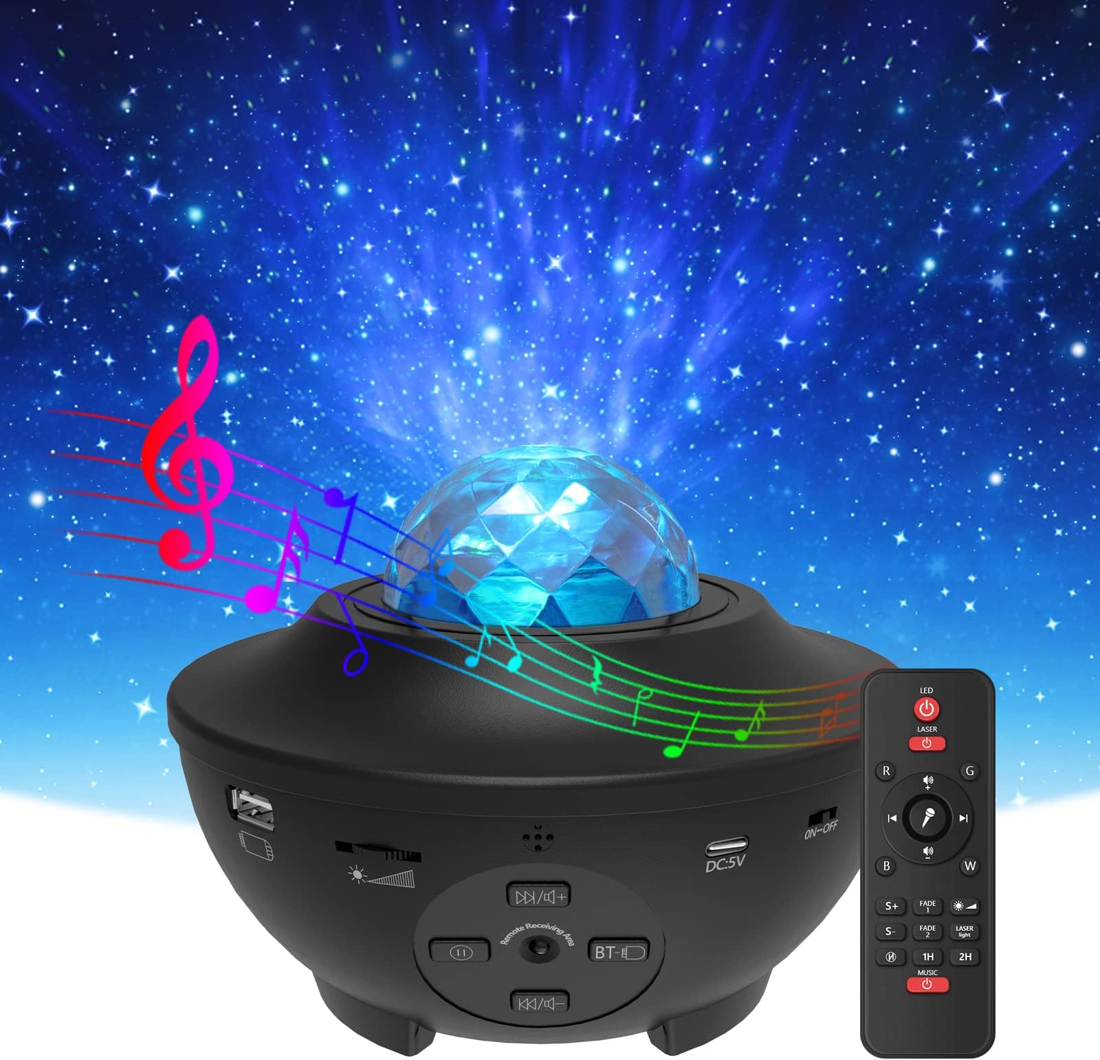 Star Projector & Night Light, Torjim 2 in 1 Ocean Wave Night Light Projector with Remote Control & Auto-Off Timer, Galaxy Projector with LED Nebula Cloud with Wireless Remote Speaker for Kids Bedroom