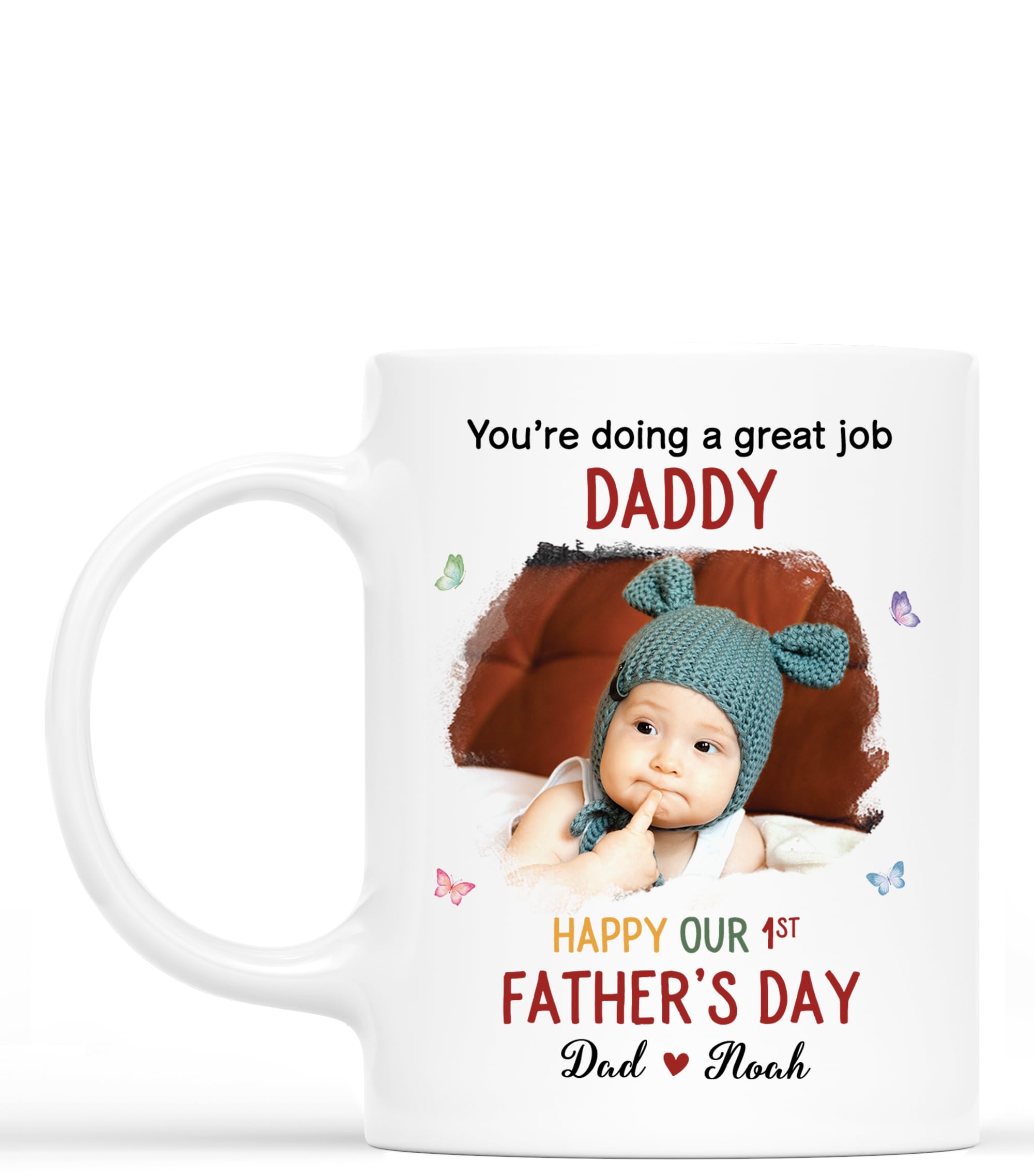 Personal Chic Custom Mug Name - Daddy and Kids Fists Bump - Personalised dad Gifts, Grandad Personalised Gifts, New dad Gifts, Personalised Grandad Mug (Model #1)
