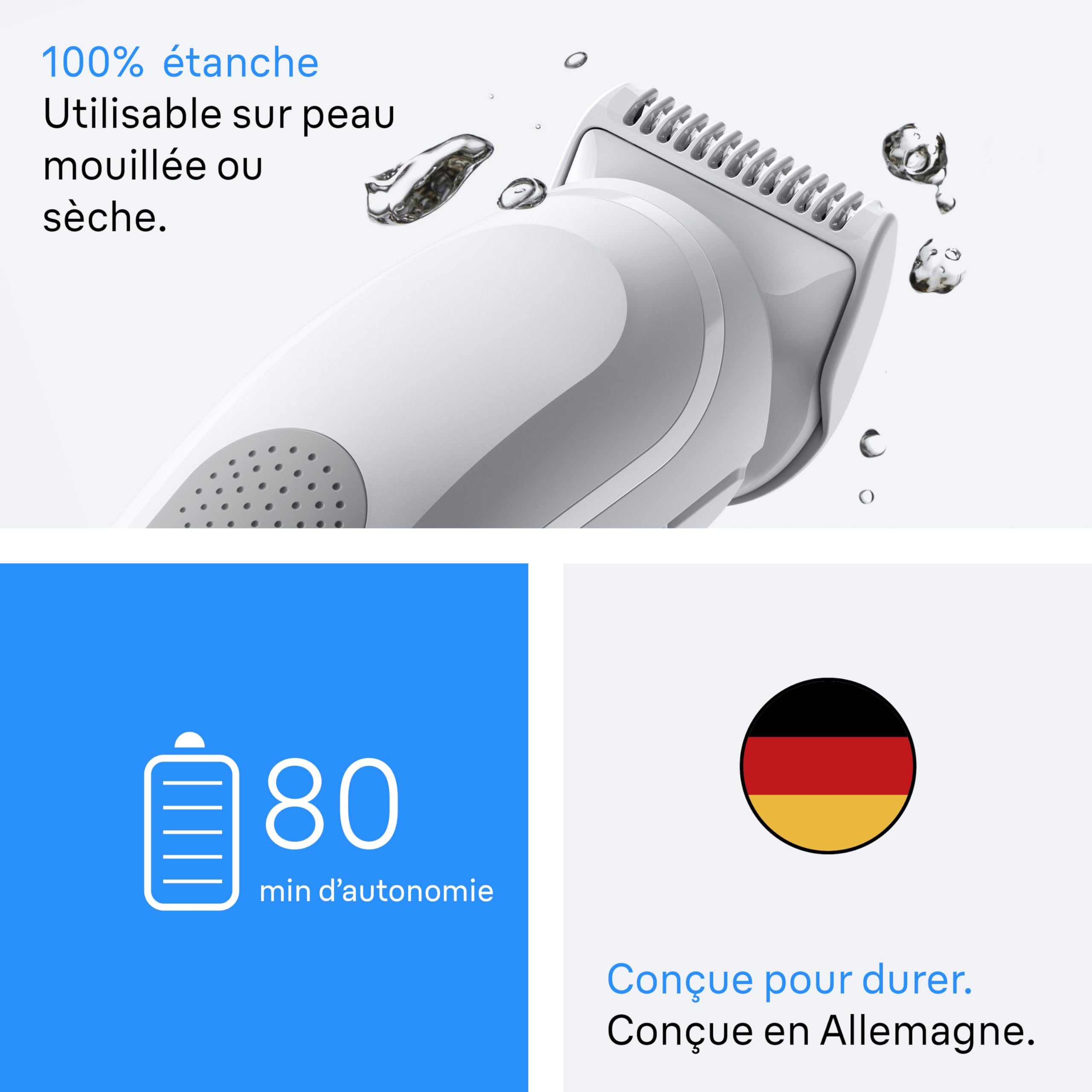Braun Tondeuse Electrique Homme, pour le Corps, Series 3 BG3575, Grise | Etanche, Batterie Rechargeable, sans Fil, Coffret avec +6 Outils de Rasage, Sabot Zones Sensibles, Emballage en Carton