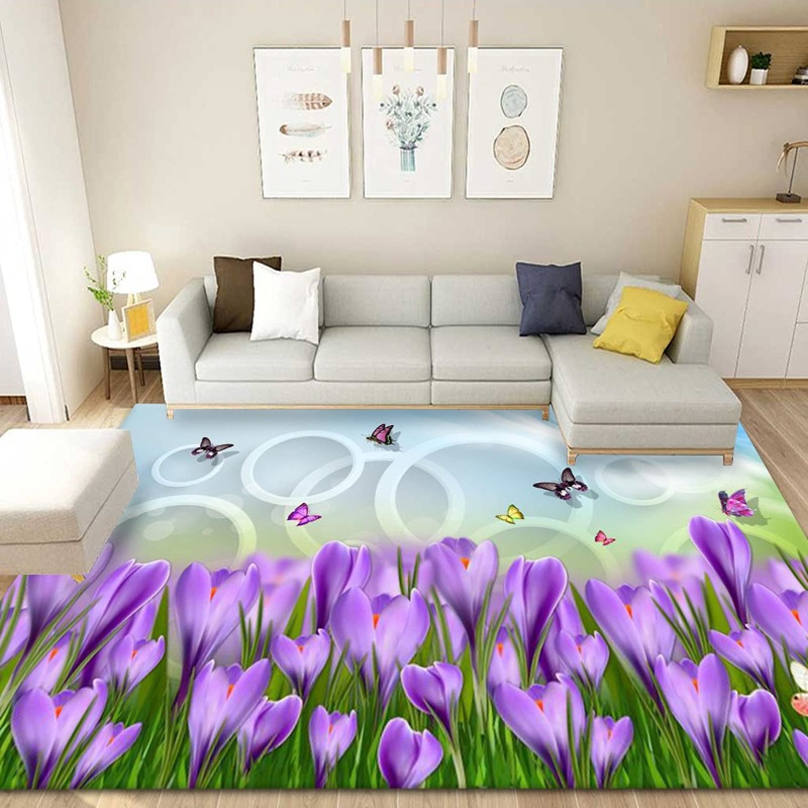 Tapis de jeu bébé violet 200x250cm doux et antidérapant pour protéger les sols de la chambre