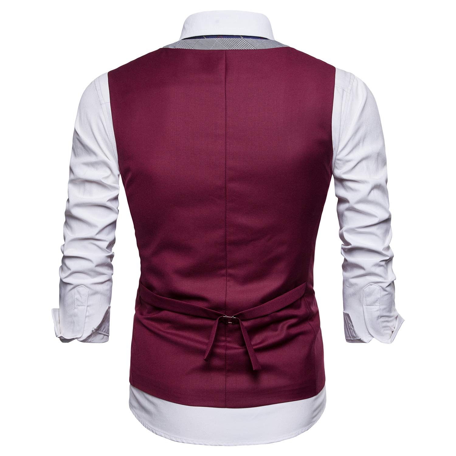 Męska kamizelka garniturowa Slim Fit Business Wedding w kratkę kamizelka garniturowa, czerwony, M