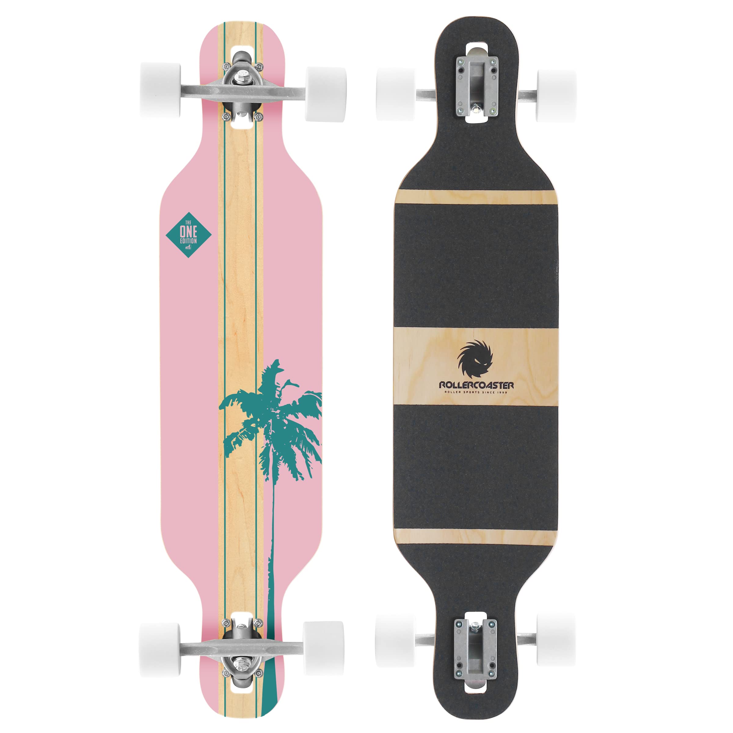 RollerCoaster Longboards Drop-Through The ONE Edition: Feathers, Palms, Stripes