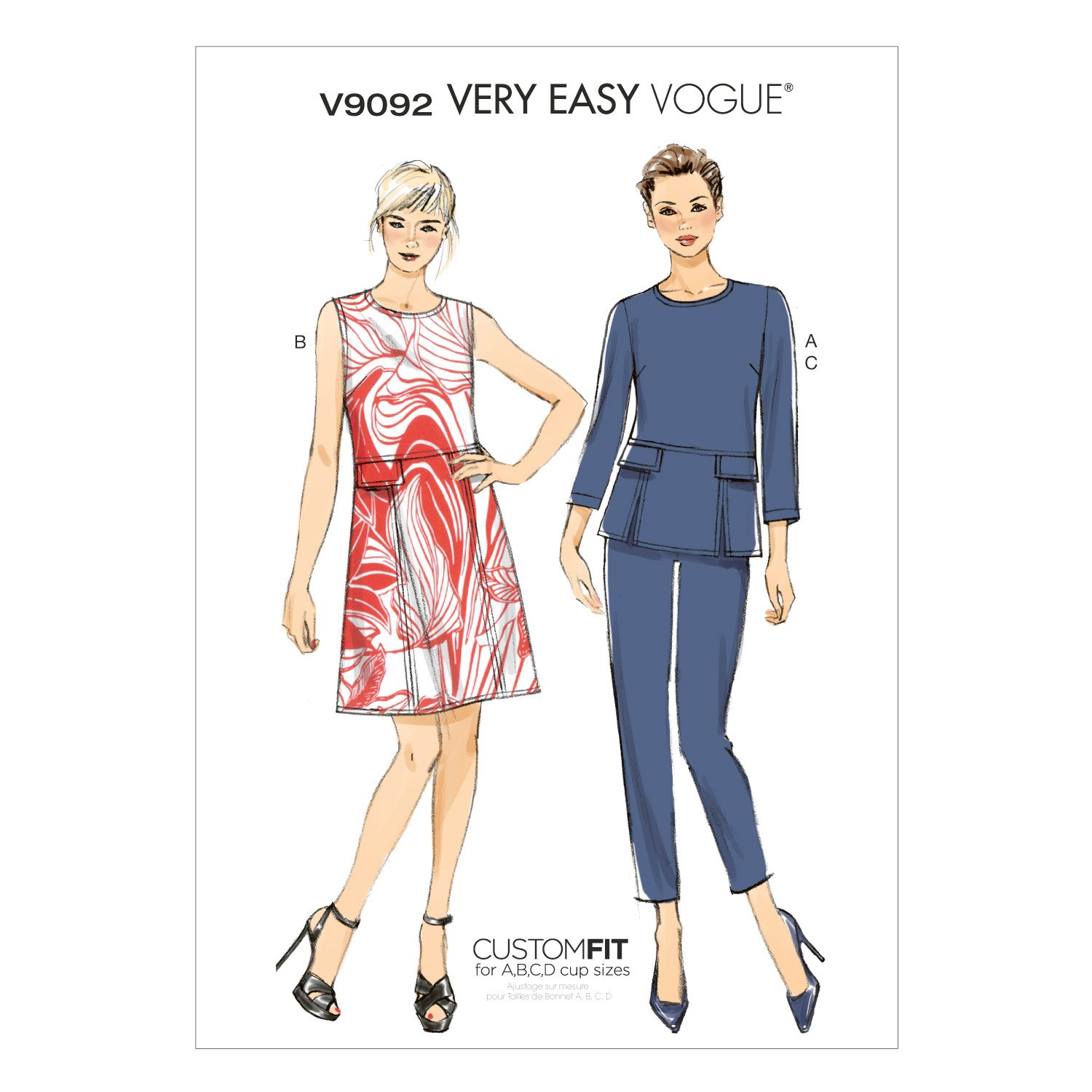 Patron de pantalon et robe femme Vogue V9092E5 pour ajuster vos mensurations