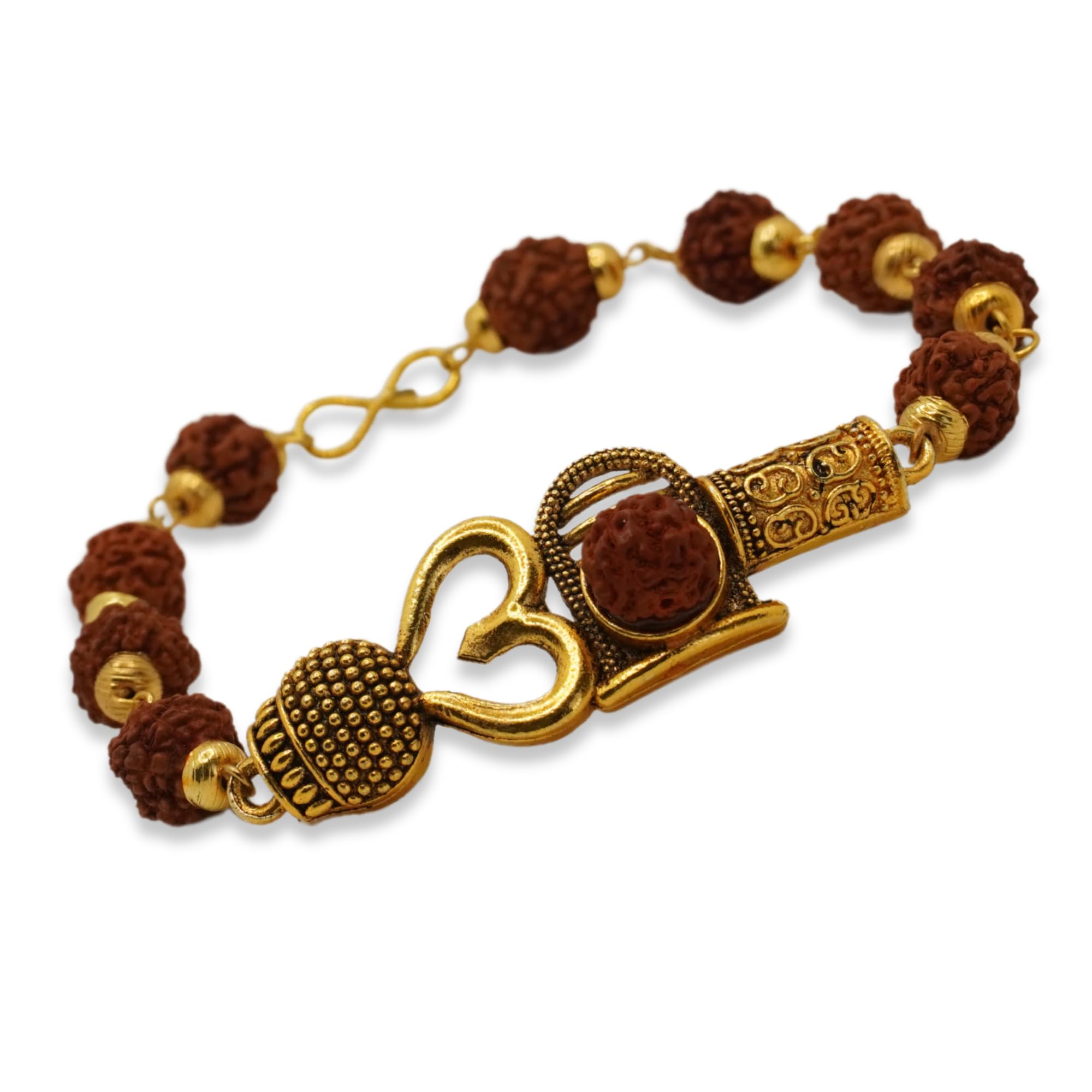 Japam Gold Plated Om Rudraksha Bracelet | Hand Rudraksha Bracelet for Men and Women | Free Size (8.5 Inches) (B0CZY26NHX) Amazon Price History, Amazon Price Tracker