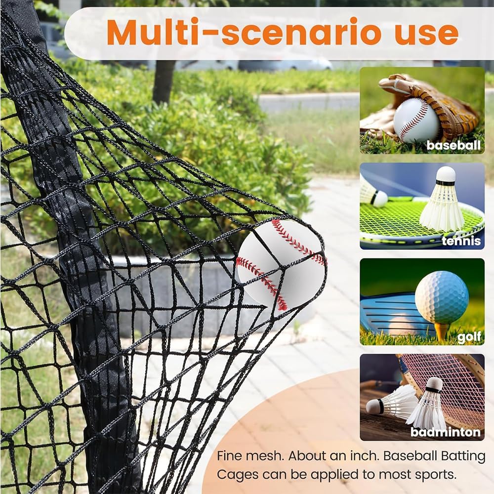 22FT Baseball & Softball Batting Cage with Pitching Backstop - Heavy-Duty Backyard Training Net, Carry Bag Included for Easy Setup