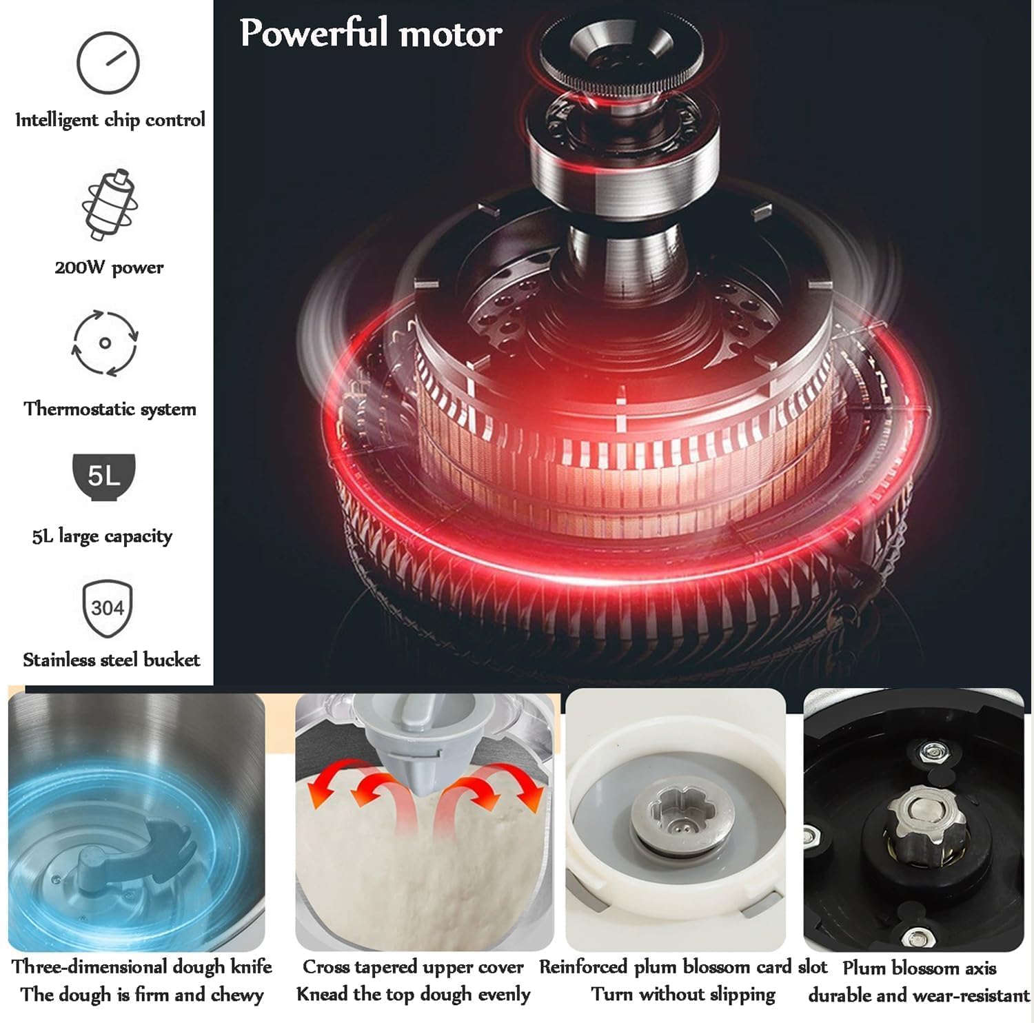 Impastatrice, impastatrice con funzione di fermentazione, professionale in acciaio inox da 7 litri, macchina impastatrice, facile da pulire