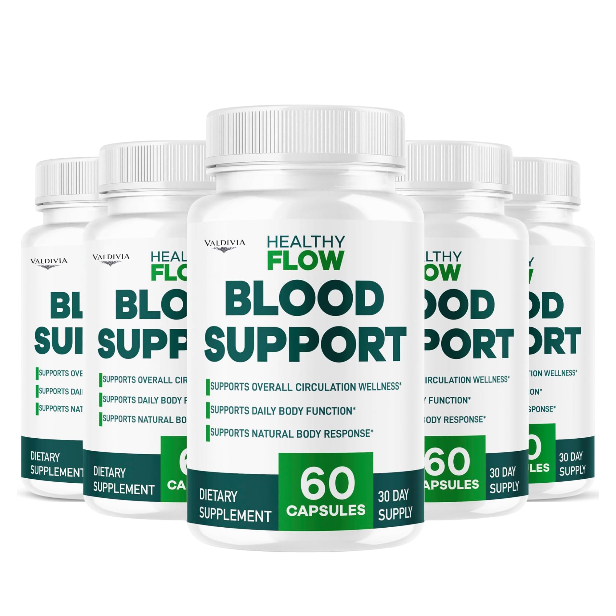 (5 Pack) Healthy Flow Blood Support - HealthyFlow Support Supplement Capsules Daily Premium Advanced Formula- Maximum Strength, Vitamins for Overall Health & Wellness, 300 Capsules for 5 Months