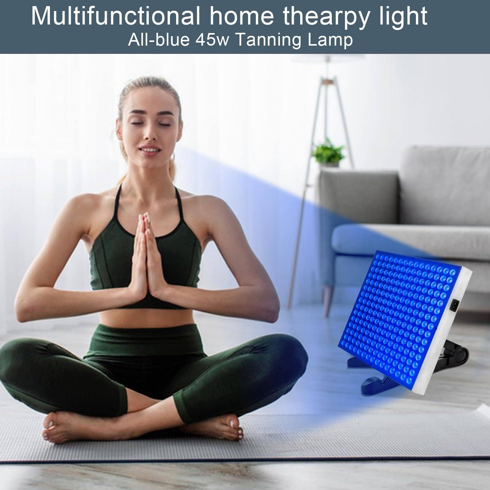 15w/45w Lampa Opalająca Domowa Z Maską Na Oczy I Uchwytem, ​​lampa Opalająca O Pełnym Niebieskim świetle 460nm Z 225 Diodami LED,45W