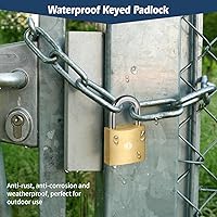 Vista 6 de HOX 6-Pack Keyed Padlock, Waterproof and Rustproof, Solid Brass Lock with 1-1/4" Wide Body, Padlock with Keys for Storage Unit, Sheds, Garages and