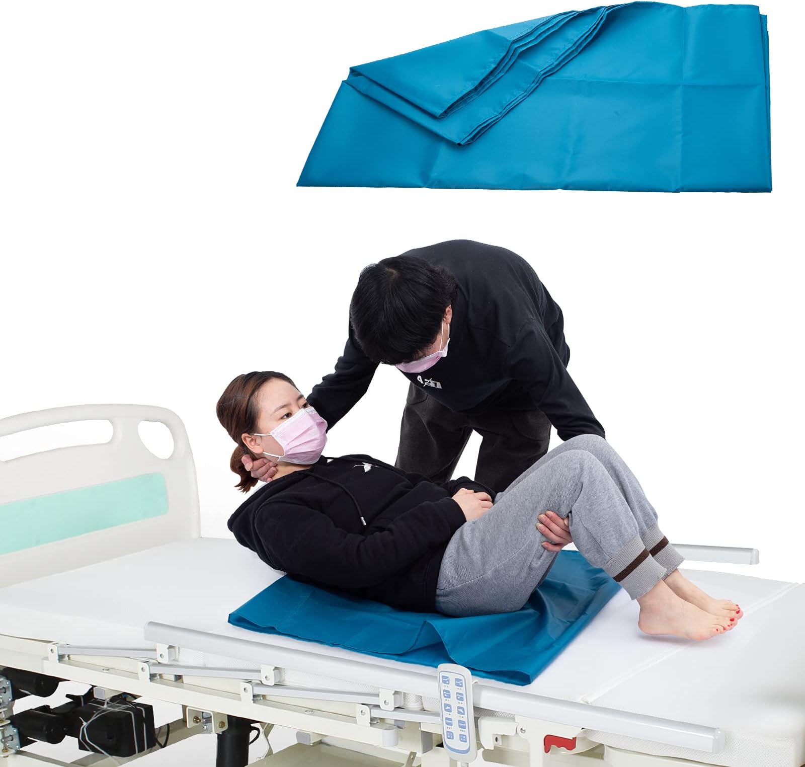 LOSCHEN Tubular Slide Sheet for Patient Transfer, Sliding Draw Sheets to Assist Moving Elderly - for Cars, Vehicles, Wheelchairs and Bed Transfers - Hospitals & Home Care (28"x28"(72x72cm), Blue)