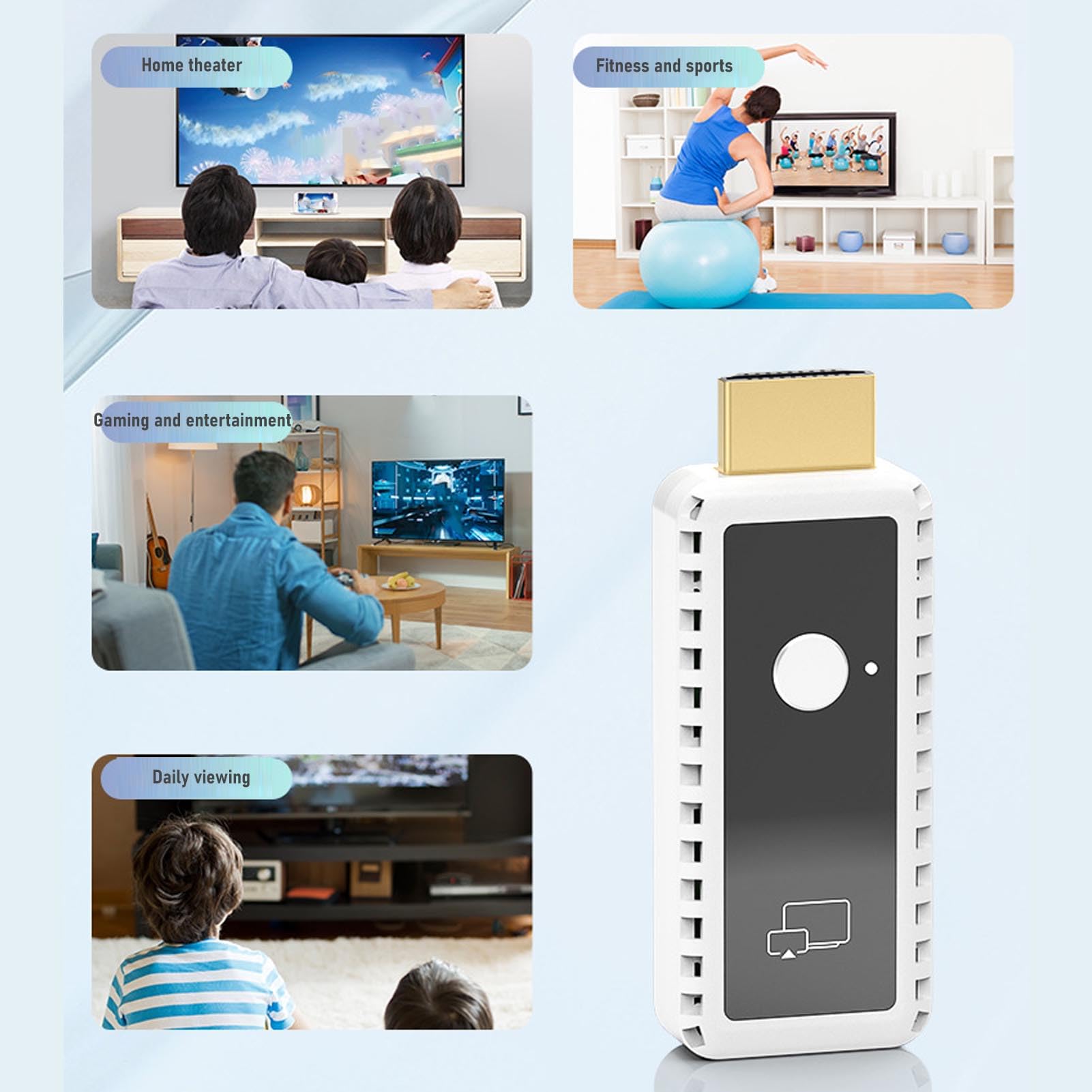 Tonysa Wireless HD Multimedia Nadajnik i Odbiornik, Dekodowanie 4K 1080p Wyjściowe, Podwójny Pasmo 2.4G/5G, Plug & Play, do Przesyłania Strumieniowego do Telewizji/projektora, Typ C