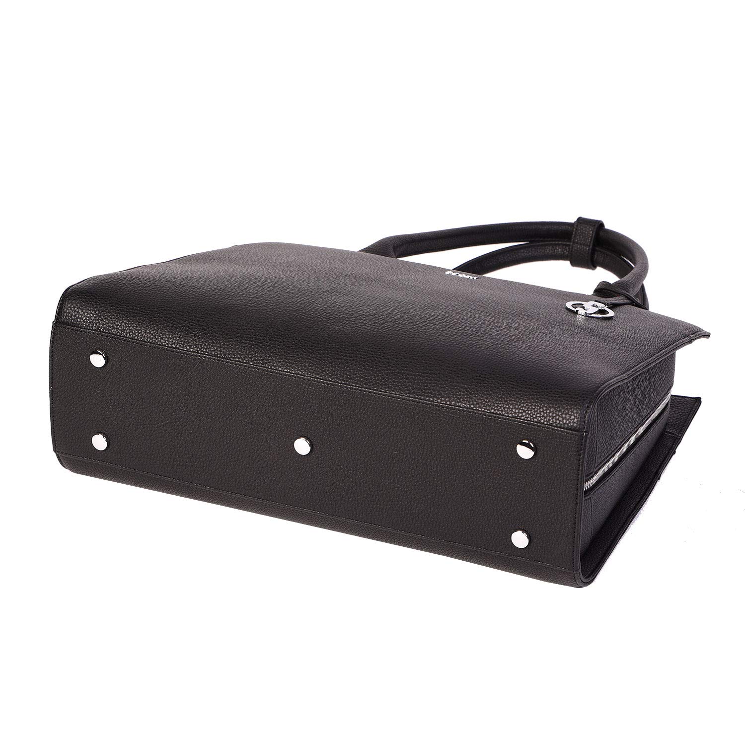 Socha Laptoptasche Damen/Businesstasche Frauen/Notebooktasche mit Tragegurt - Elegant - Extra leichte Synthetik - Deep Black Midi - 14 Zoll Schwarz