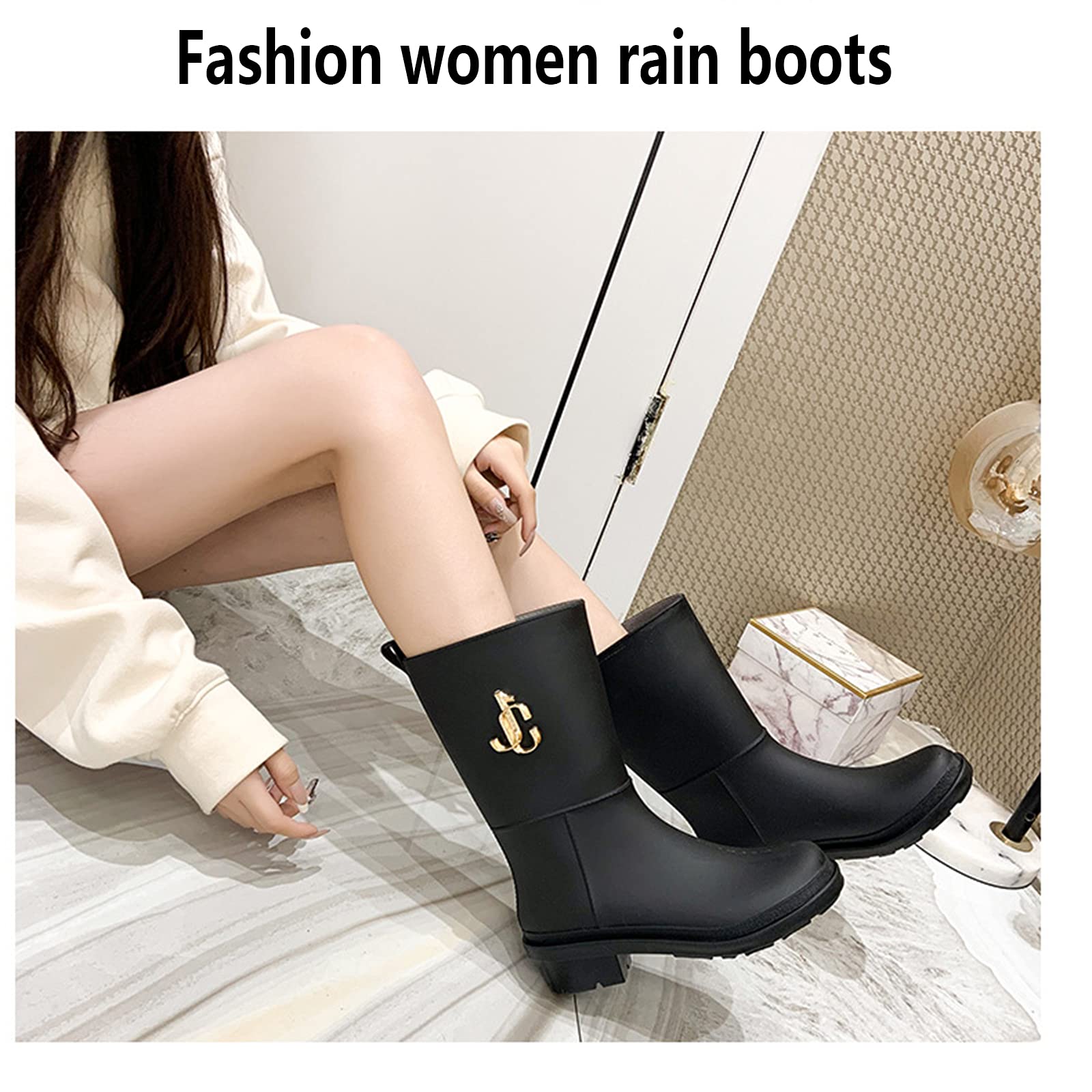Waterdichte Laarzen, Regenlaarzen Voor Dames, Halfhoge Regenlaarzen Met Korte Pijpen, Regenlaarzen Voor Dames in De Mode Tuinschoenen Voor Buiten Mode Comfort Slip,Groen,37